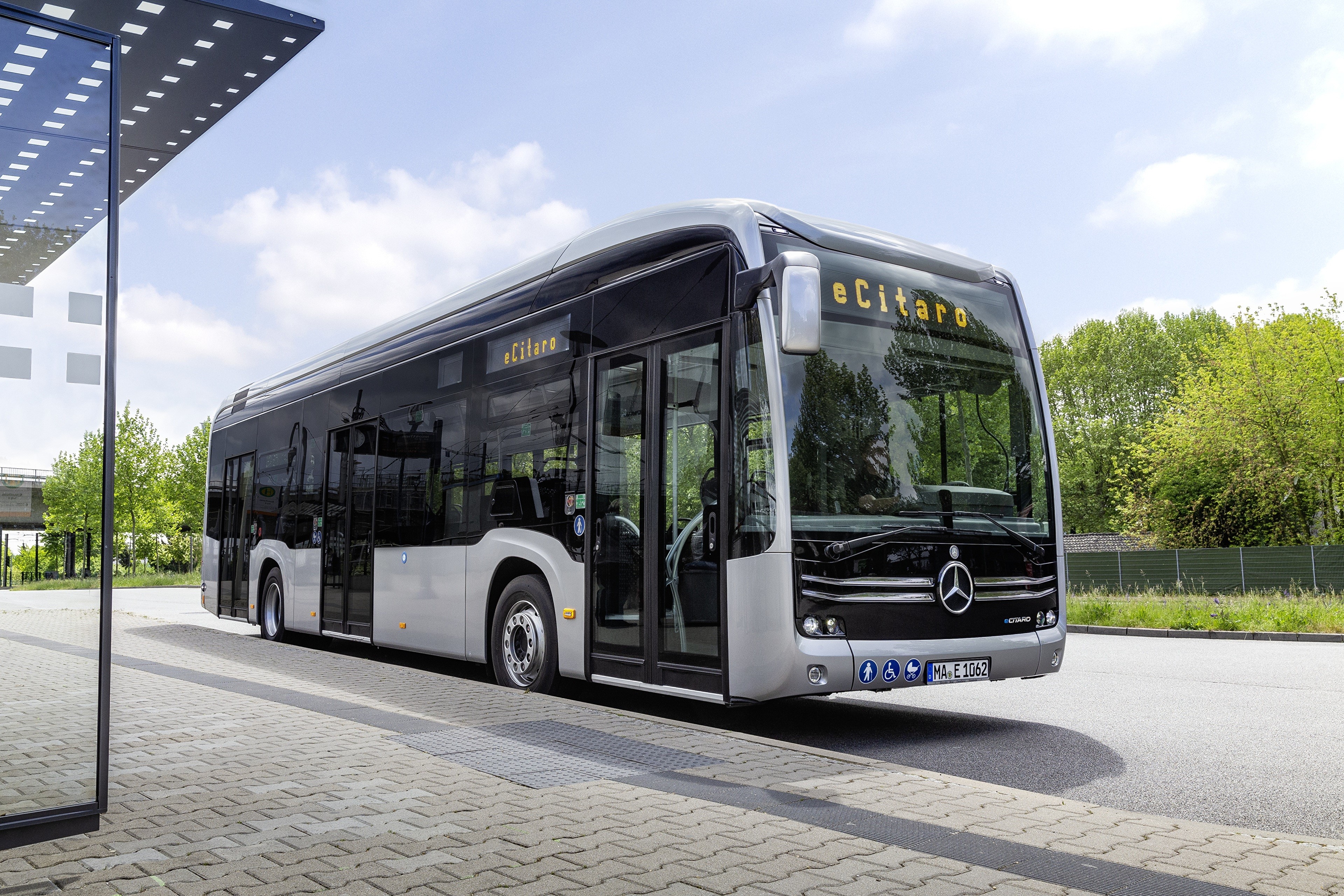 4K Mercedes-Benz eCitaro Silver Bus HD Wallpaper