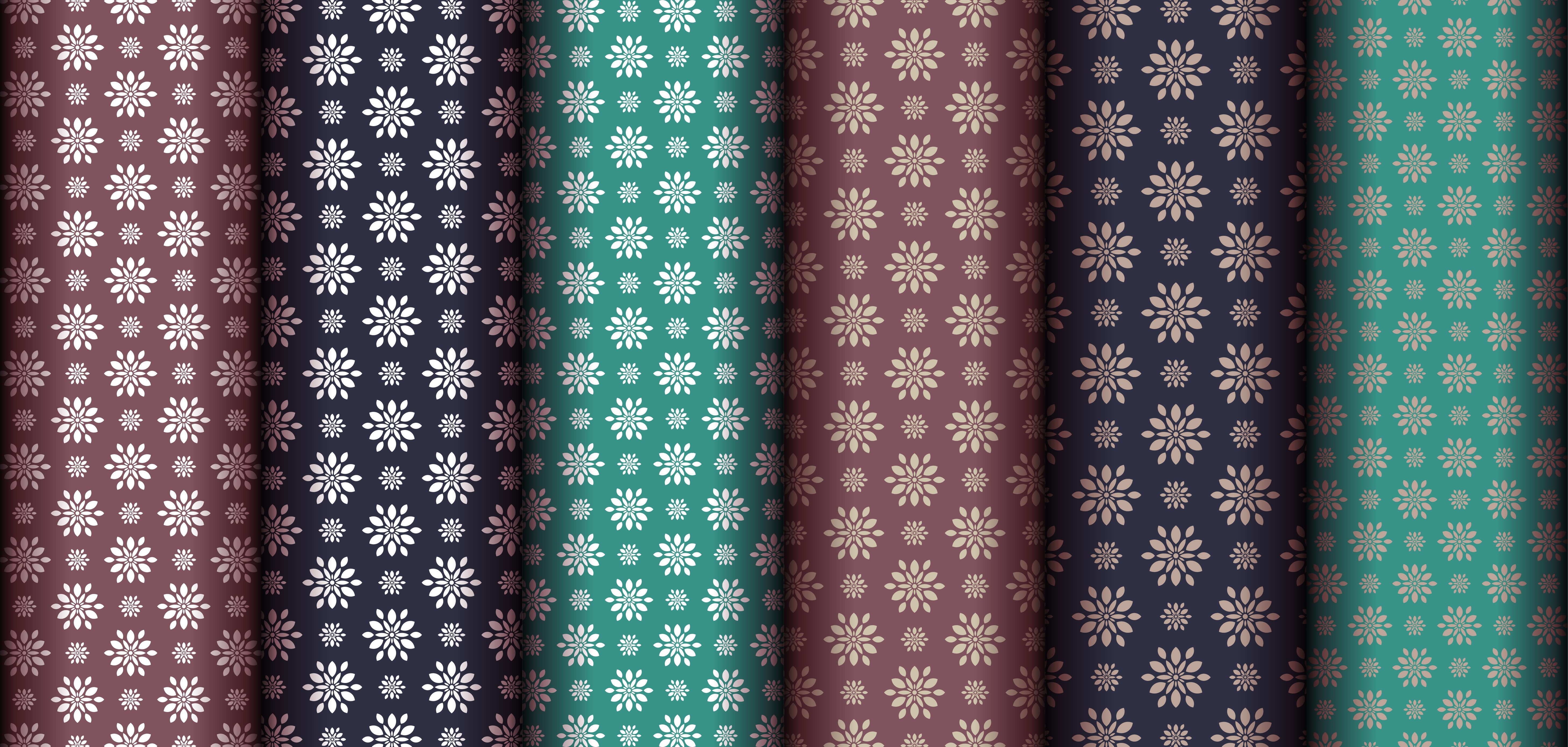 Seamless floral patterns in various colors HD Wallpaper