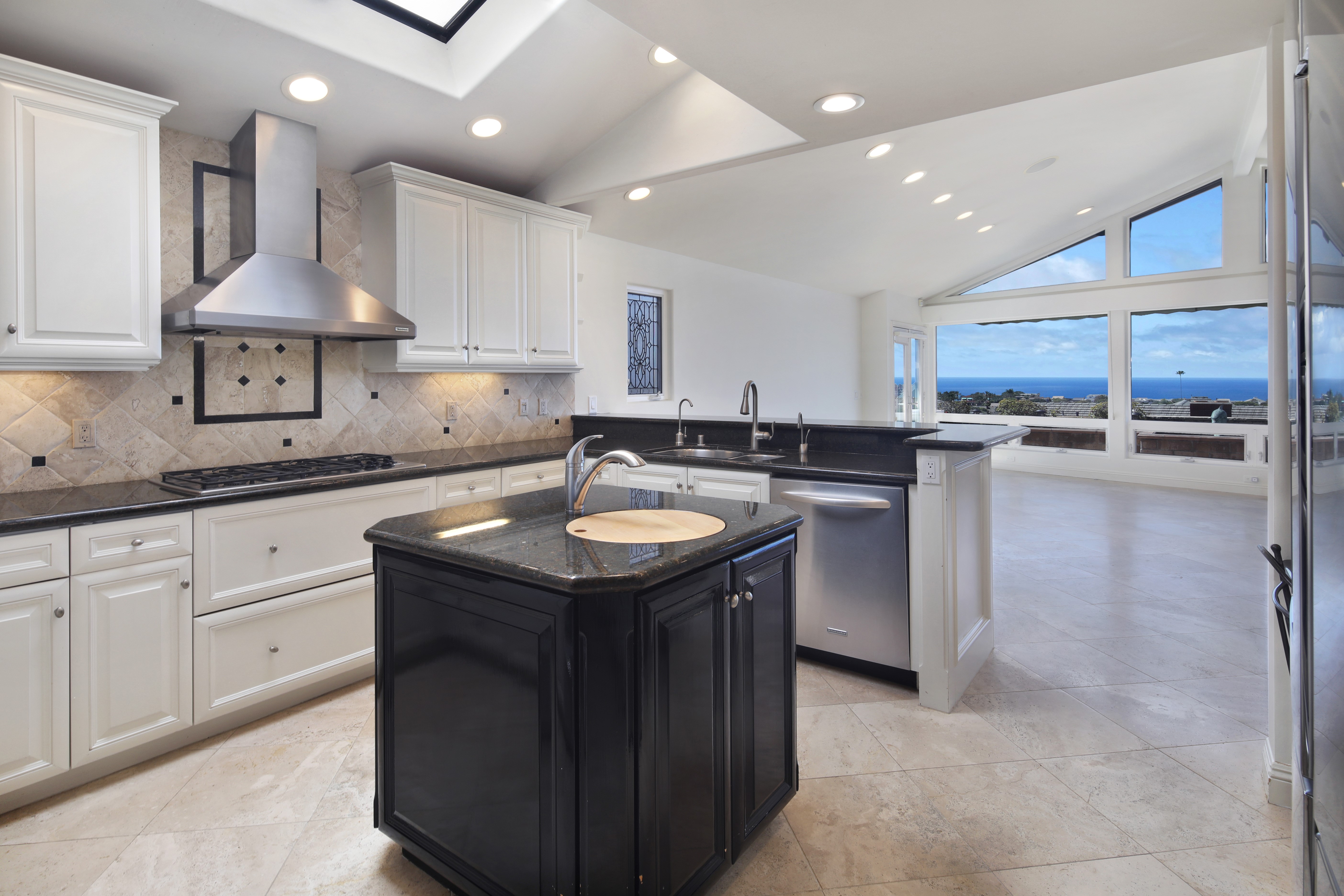 Modern Kitchen with Ocean View HD Wallpaper