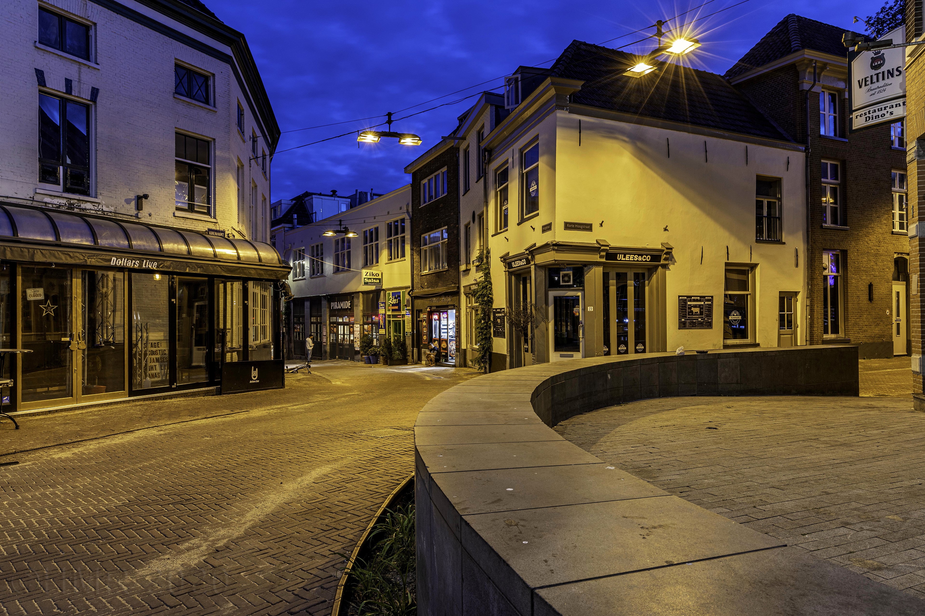 Street at Night in Arnhem, Netherlands HD Wallpaper