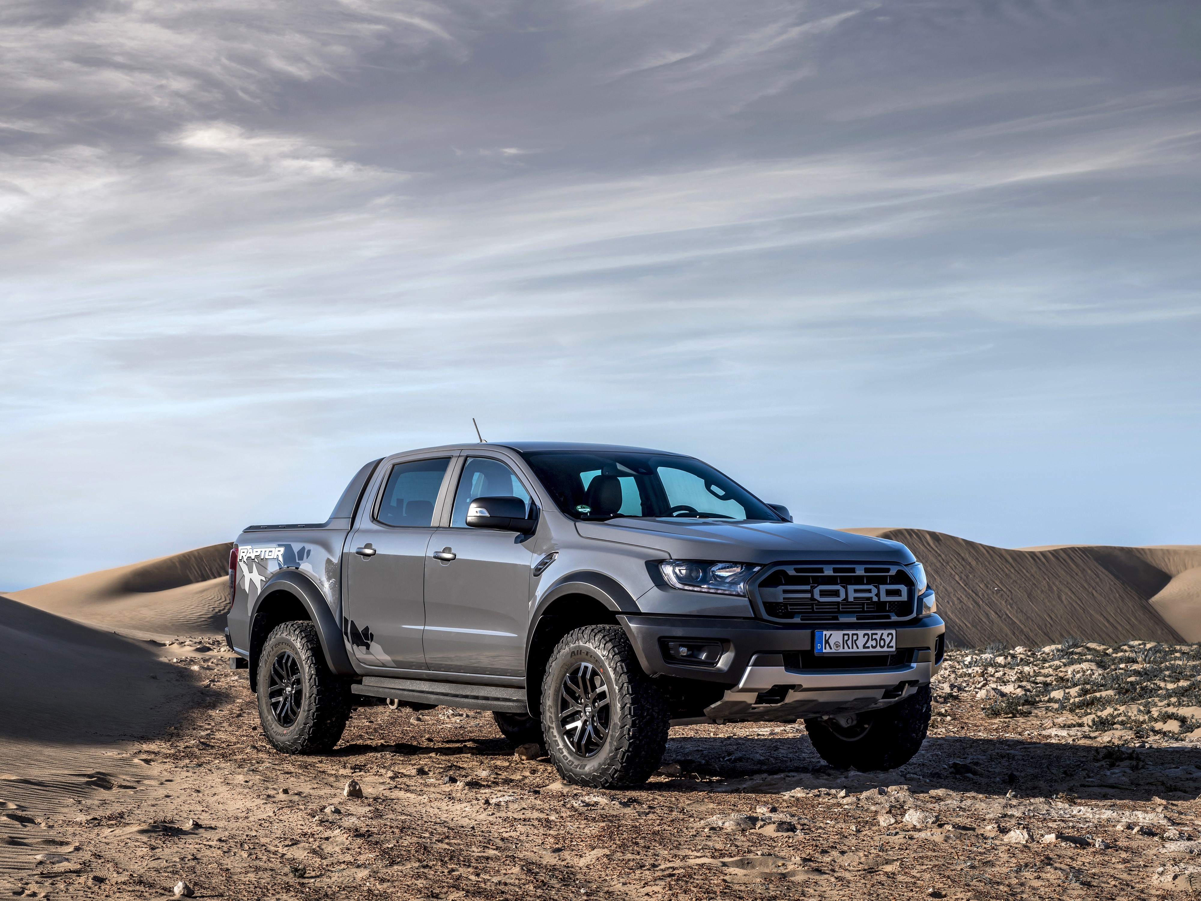 Grey Ford Ranger Raptor Pickup Truck in Desert HD Wallpaper