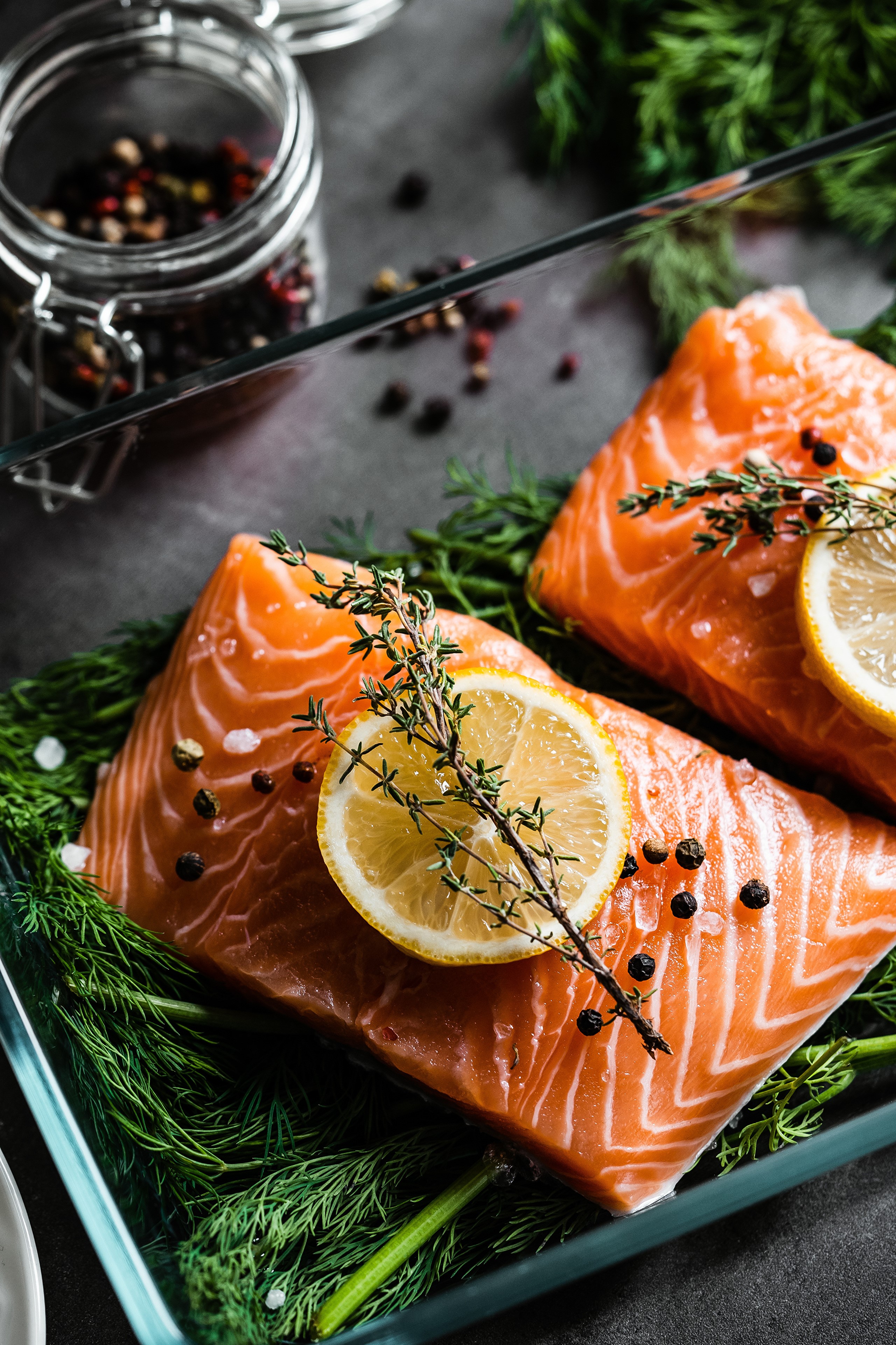 Raw Salmon Fillets with Lemon and Dill HD Phone Wallpaper