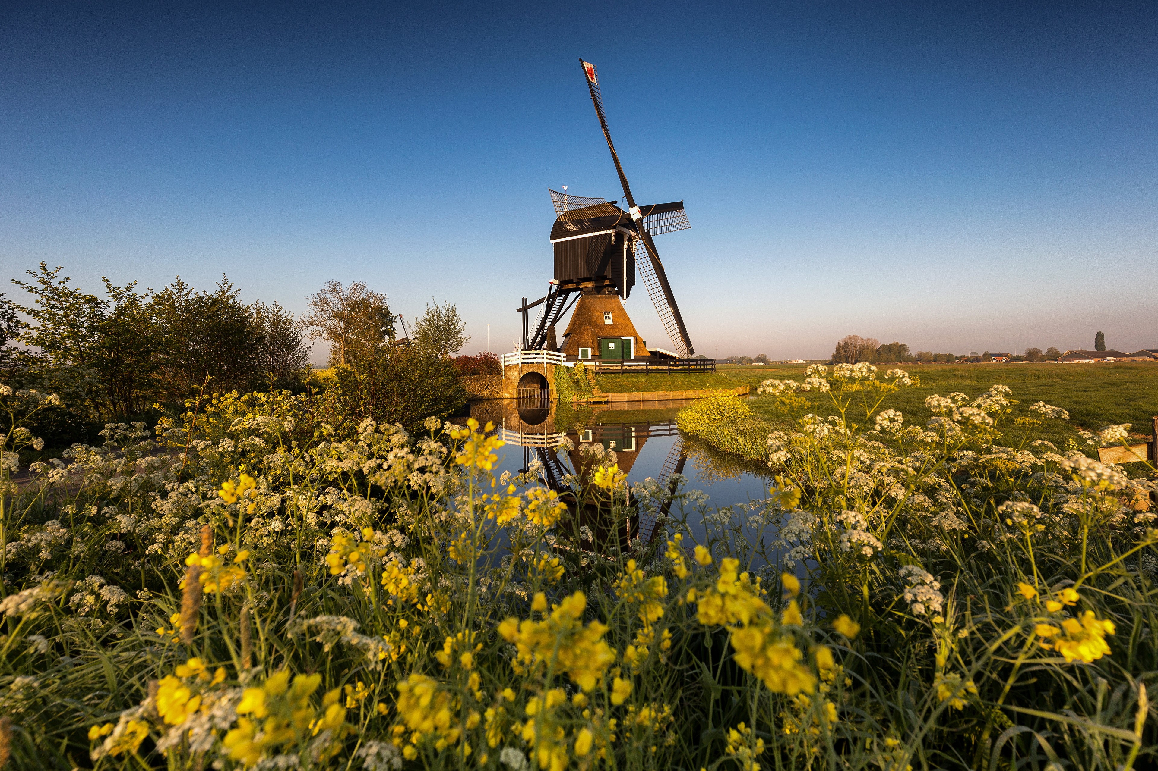 Windmill in Streefkerk, Zuid-Holland, Netherlands HD Wallpaper
