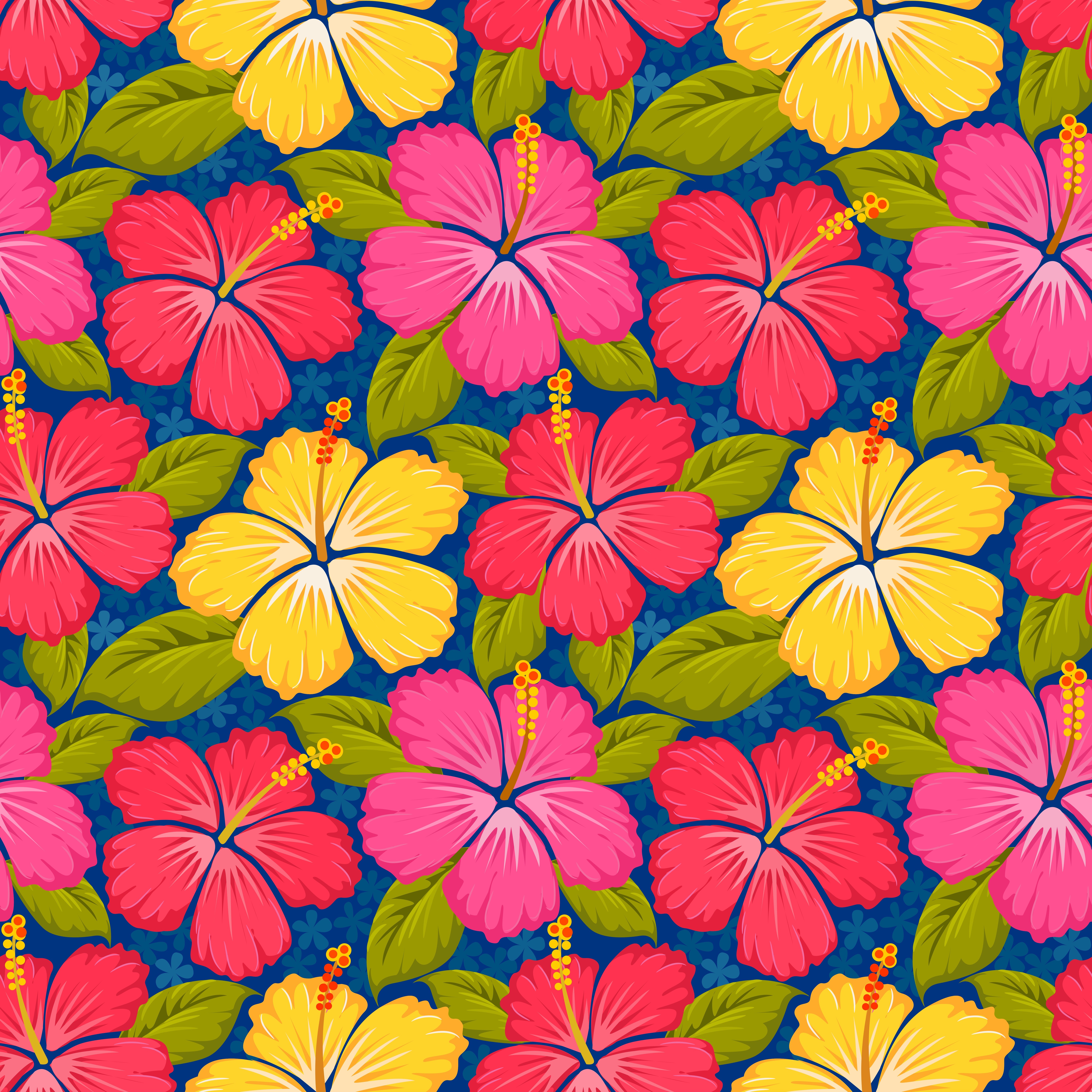 Hibiscus Flower Pattern Texture HD Wallpaper