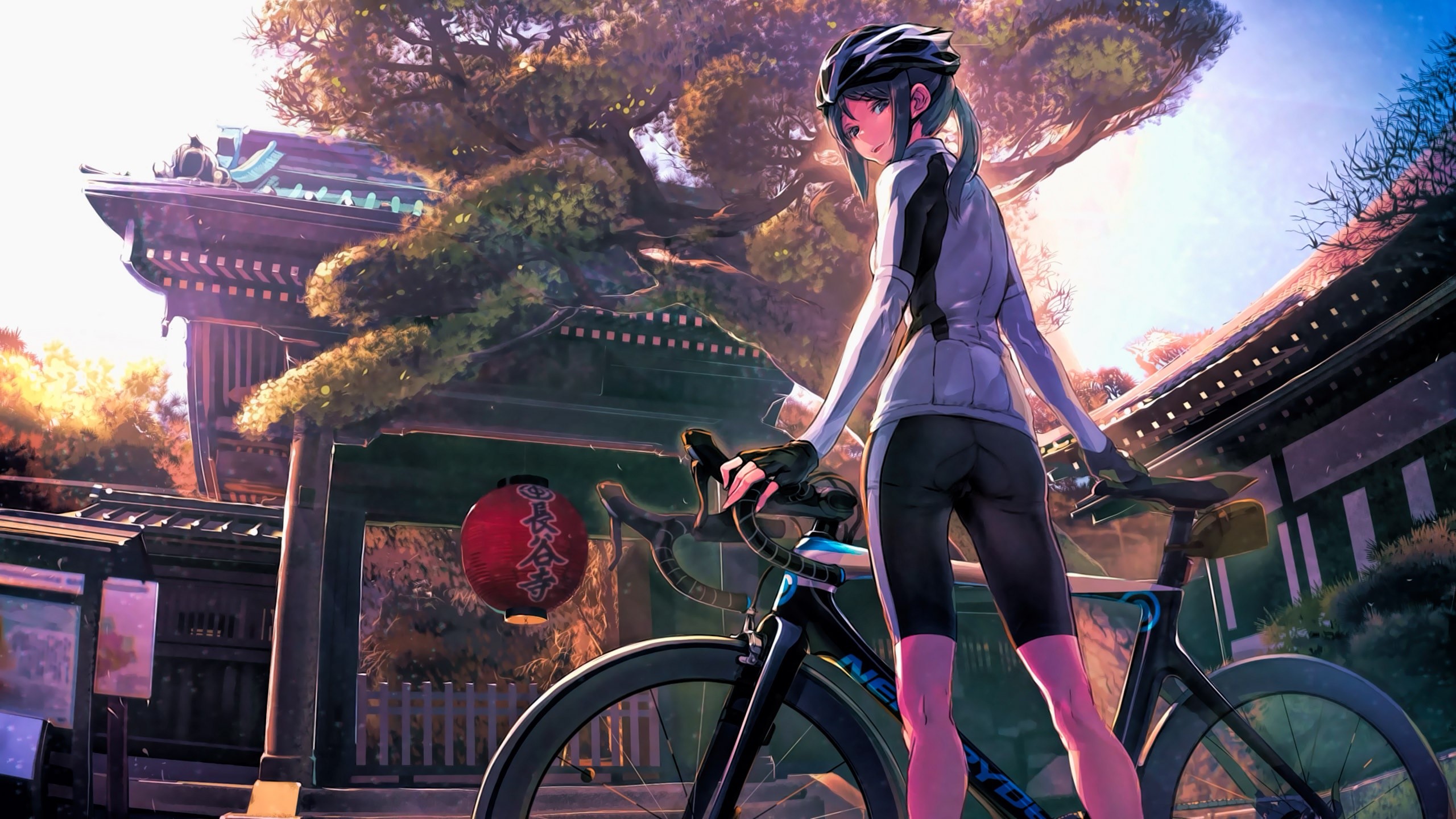 Shiki Mori from Minami Kamakura Koukou Joshi Jitensha-bu with bicycle HD Wallpaper