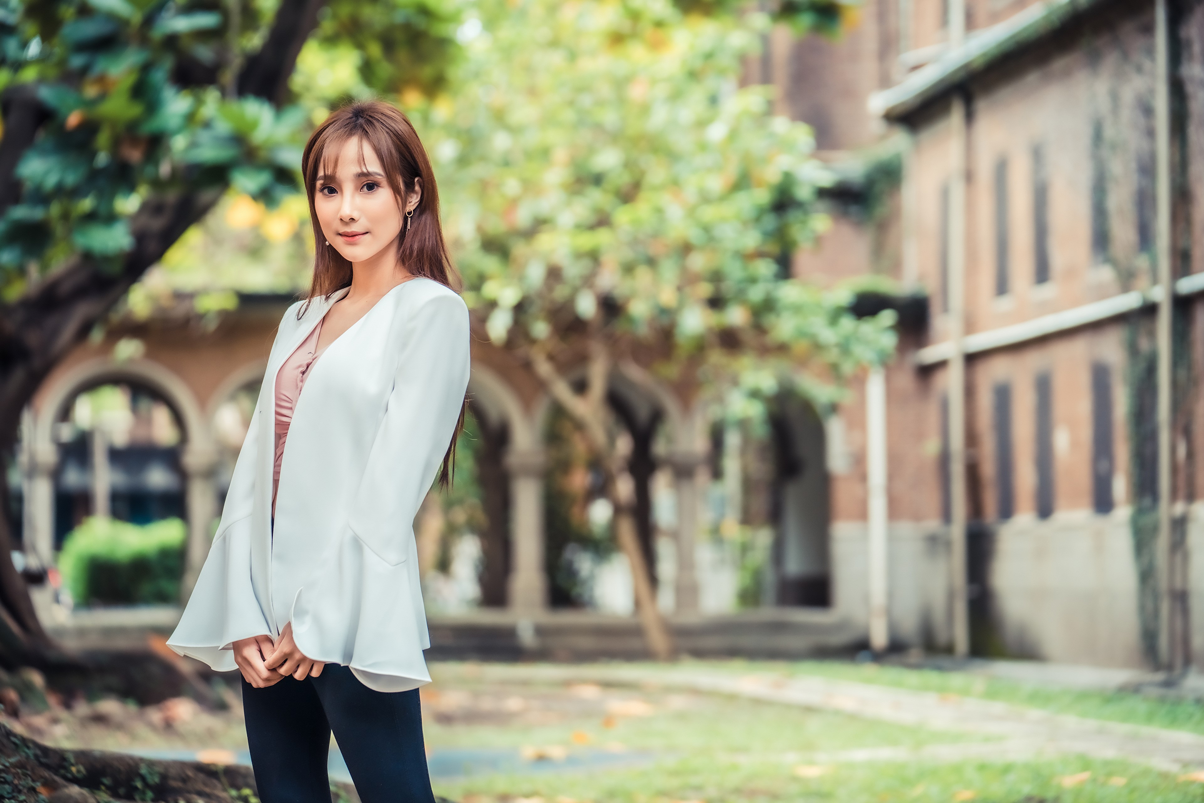 4K Portrait of Brown-Haired Asian Woman in Nature HD Wallpaper