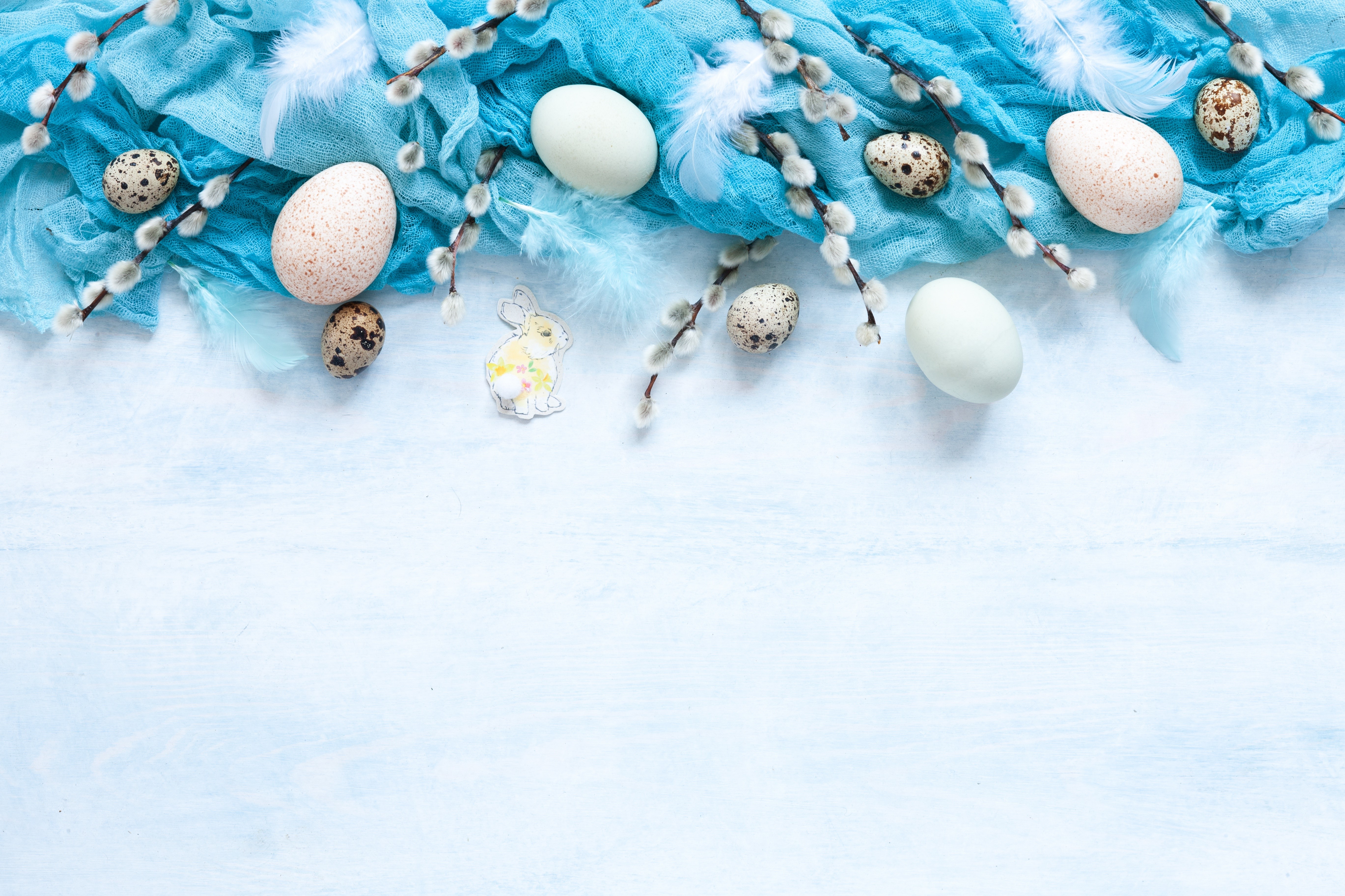 Easter Eggs and Pussy Willow Branches HD Wallpaper