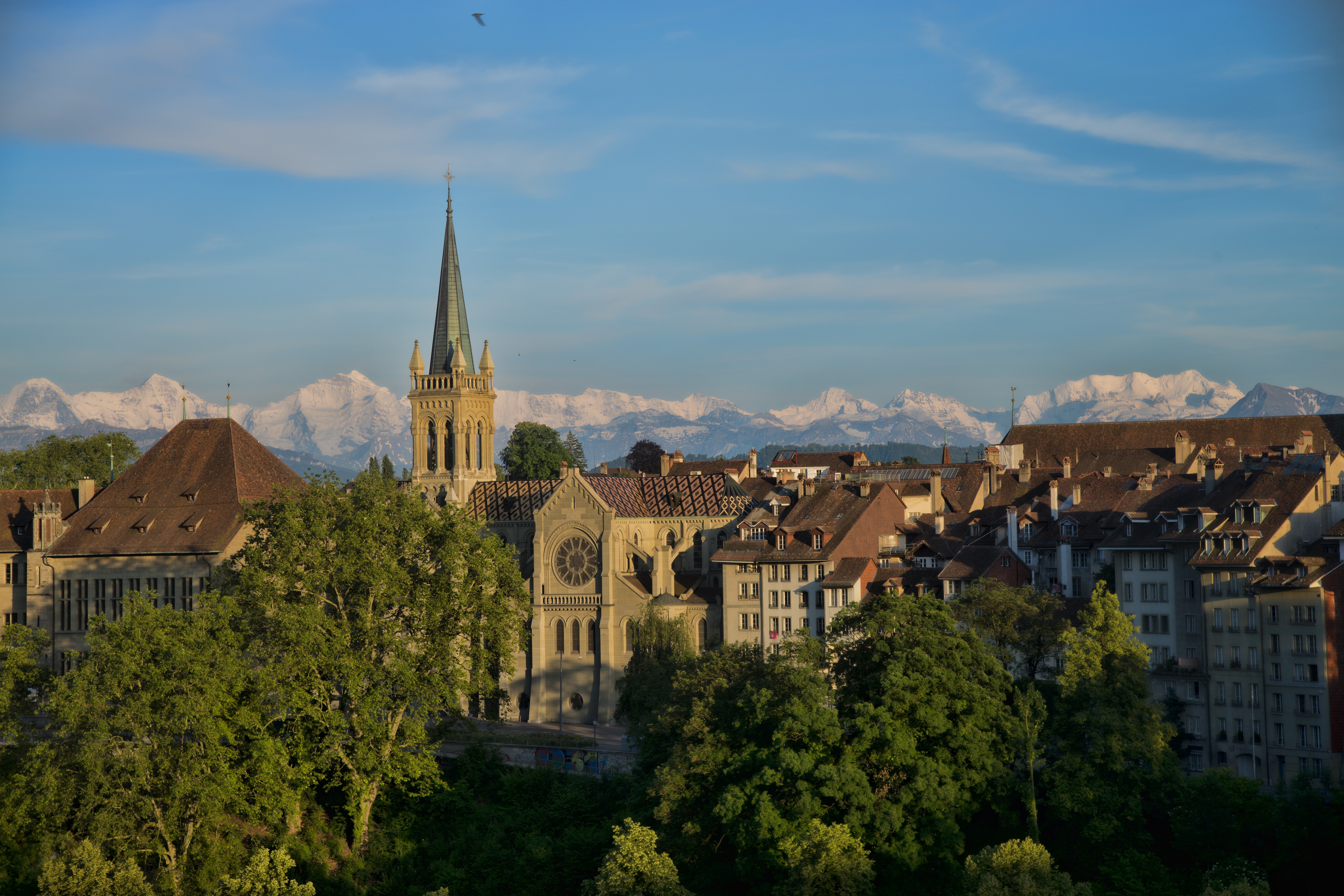Bern, Switzerland with snow-capped mountains HD Wallpaper