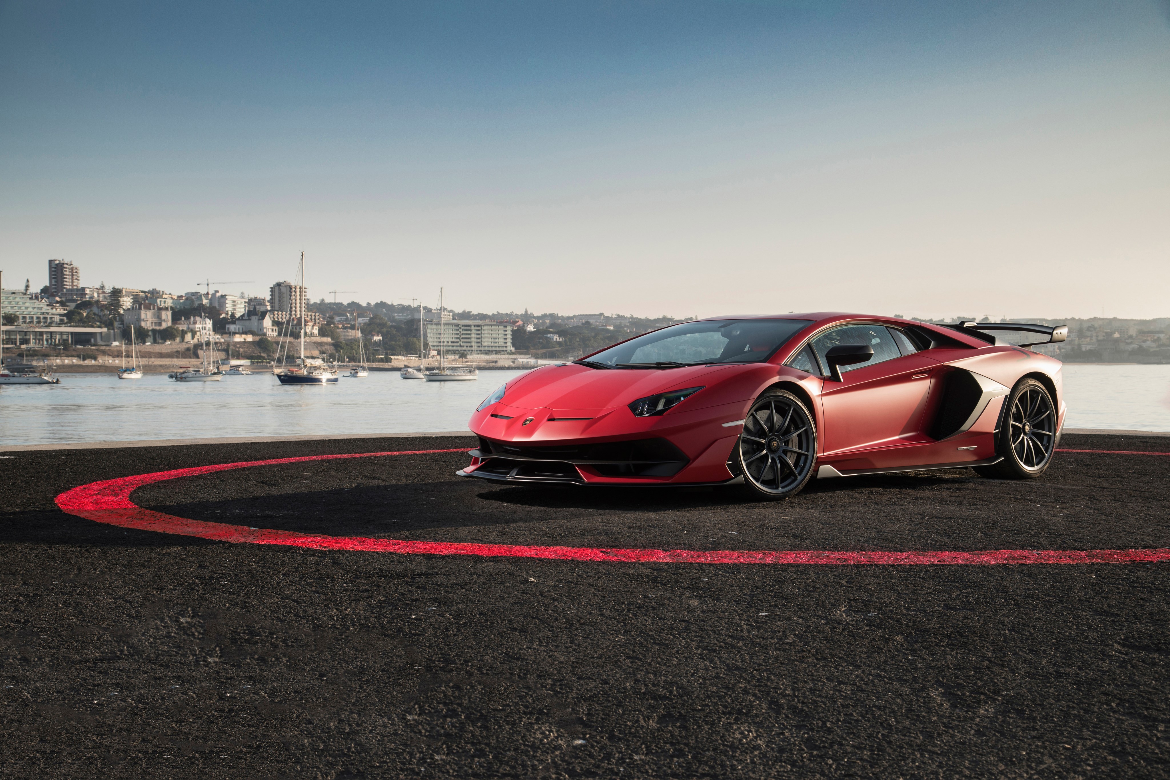 Red Lamborghini Aventador SVJ 4K HD Wallpaper