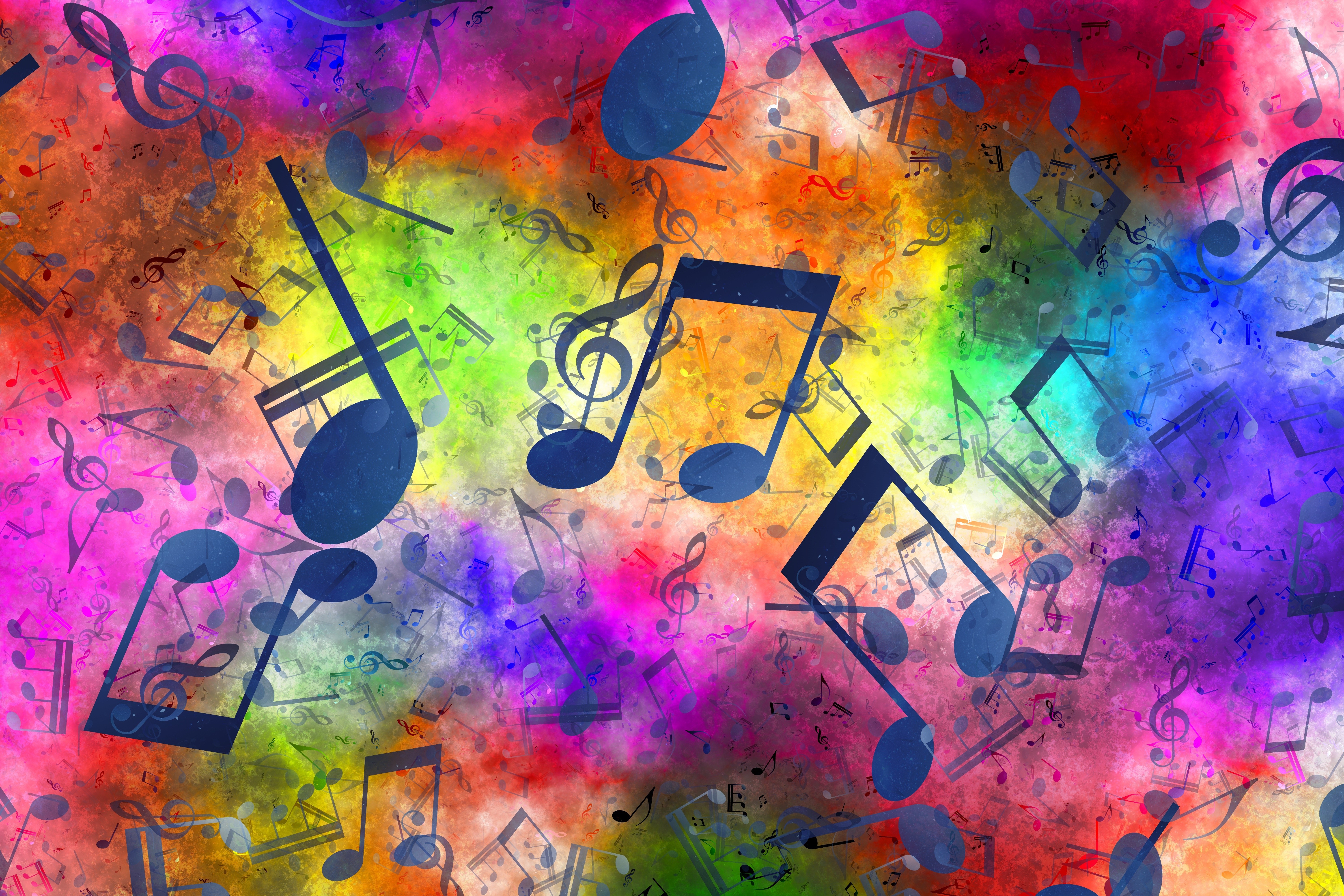 Musical Notes on a Colorful Textured Background HD Wallpaper