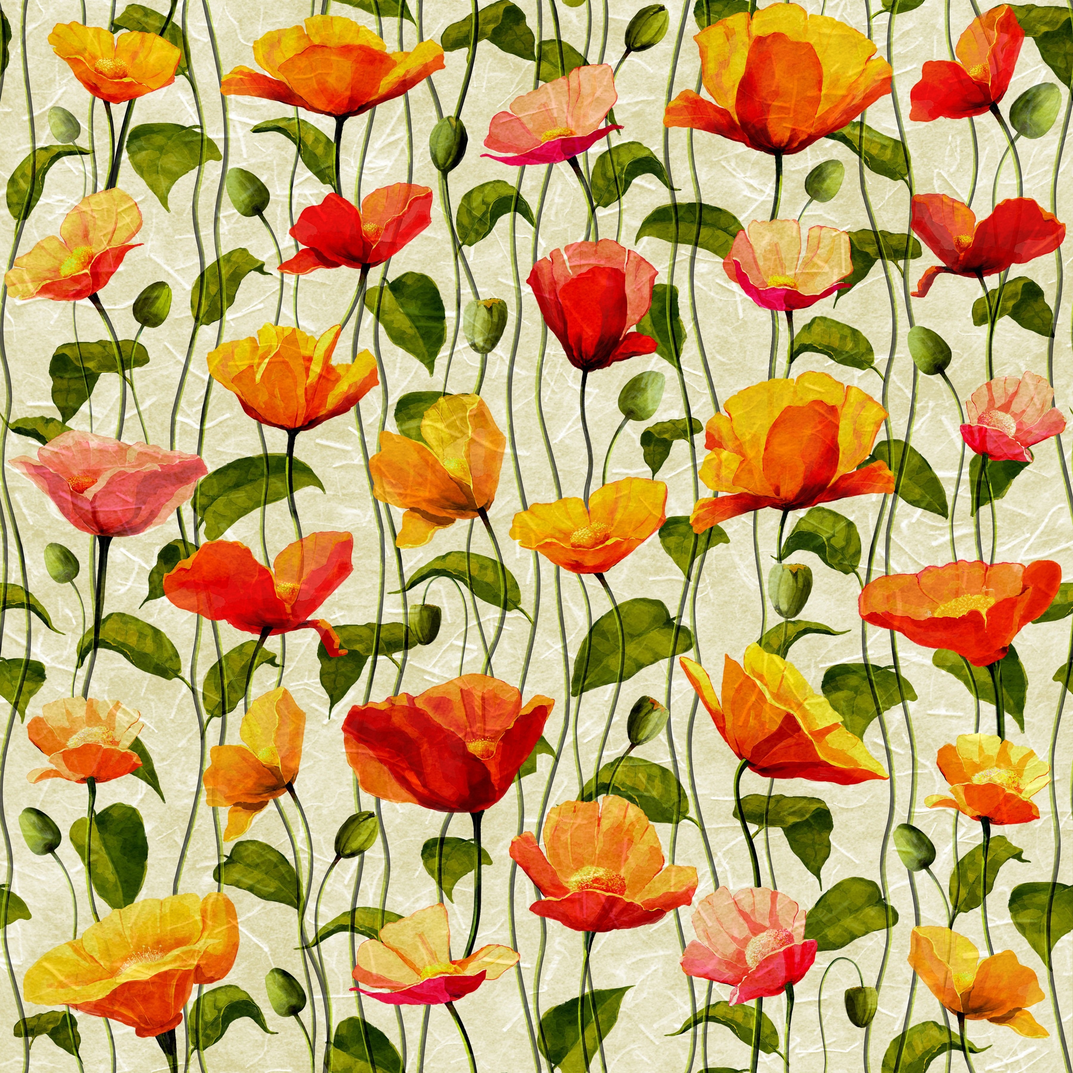 Poppies Painting Art Texture HD Wallpaper