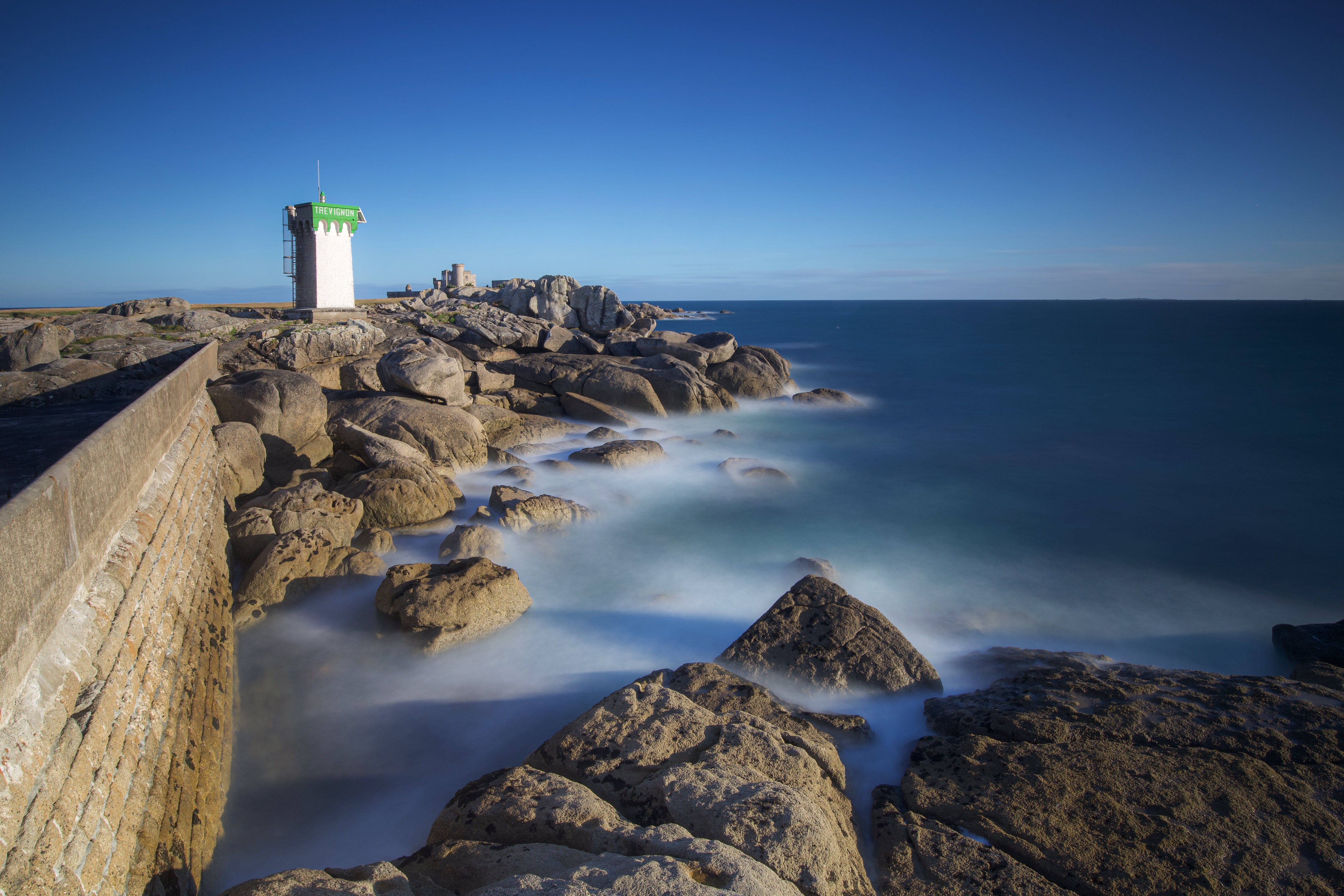 Lighthouse at Pointe de Trevignon, France, Coast HD Wallpaper
