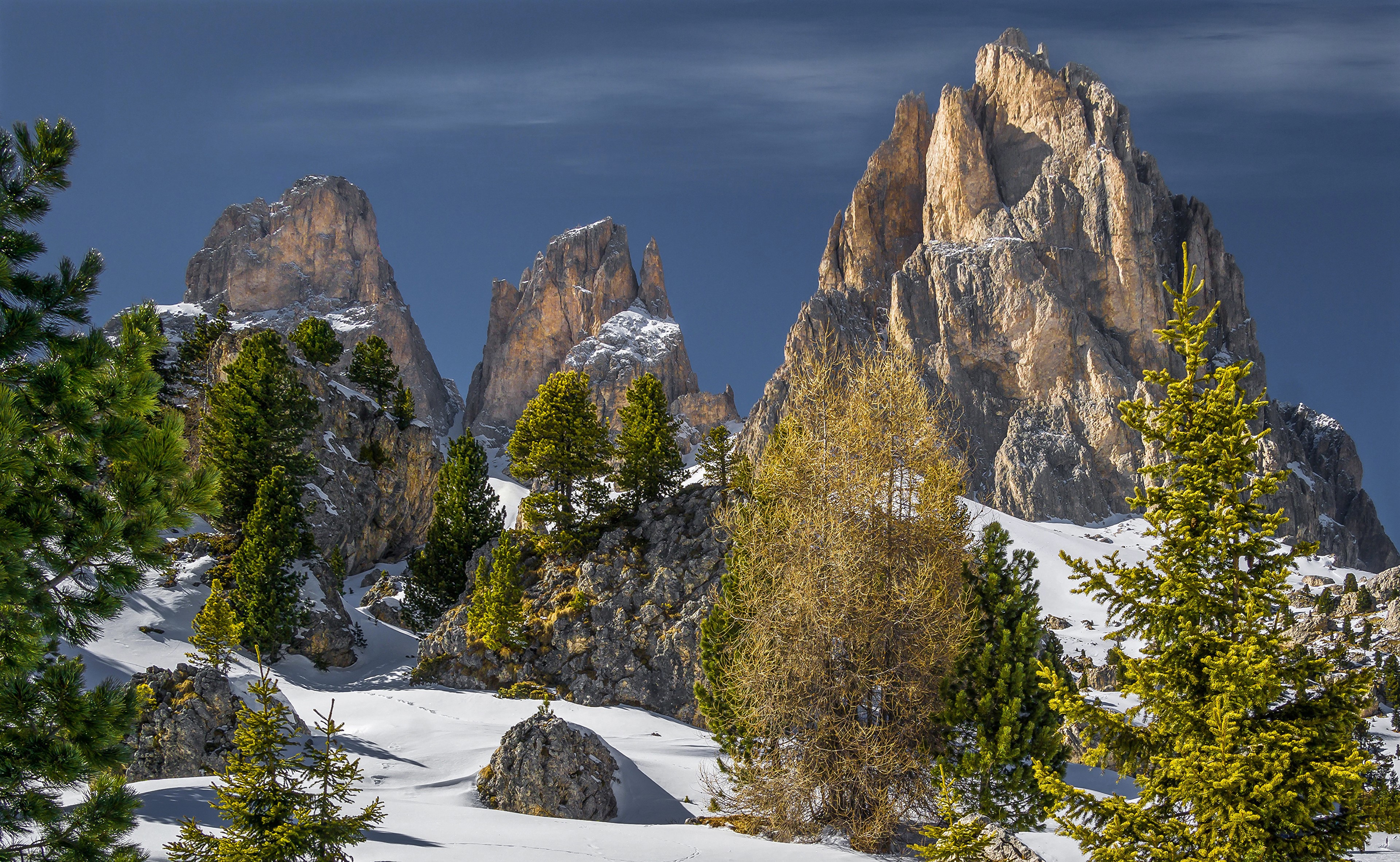 Winter Alps Mountains in Canazei Trentino, Italy HD Wallpaper
