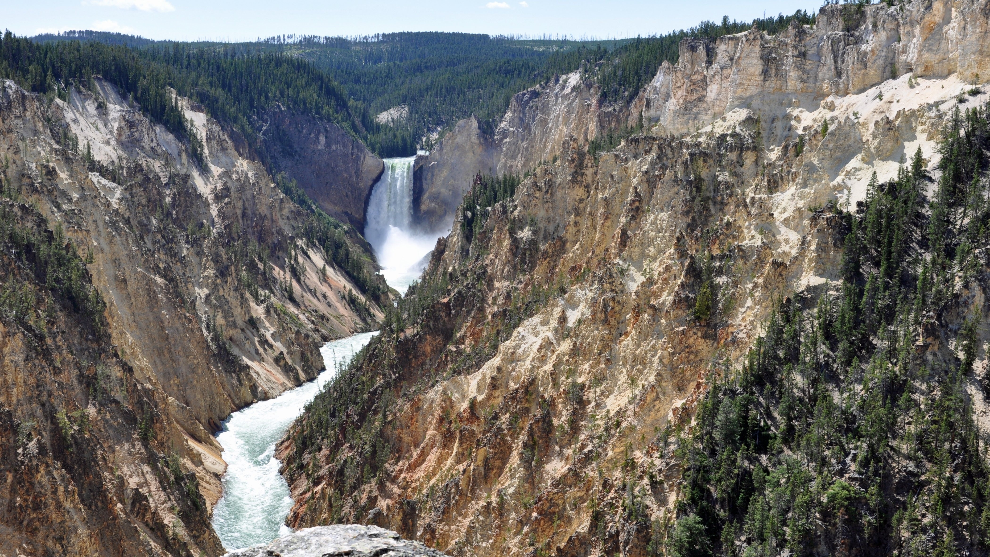 Yellowstone National Park Waterfall and River HD Wallpaper