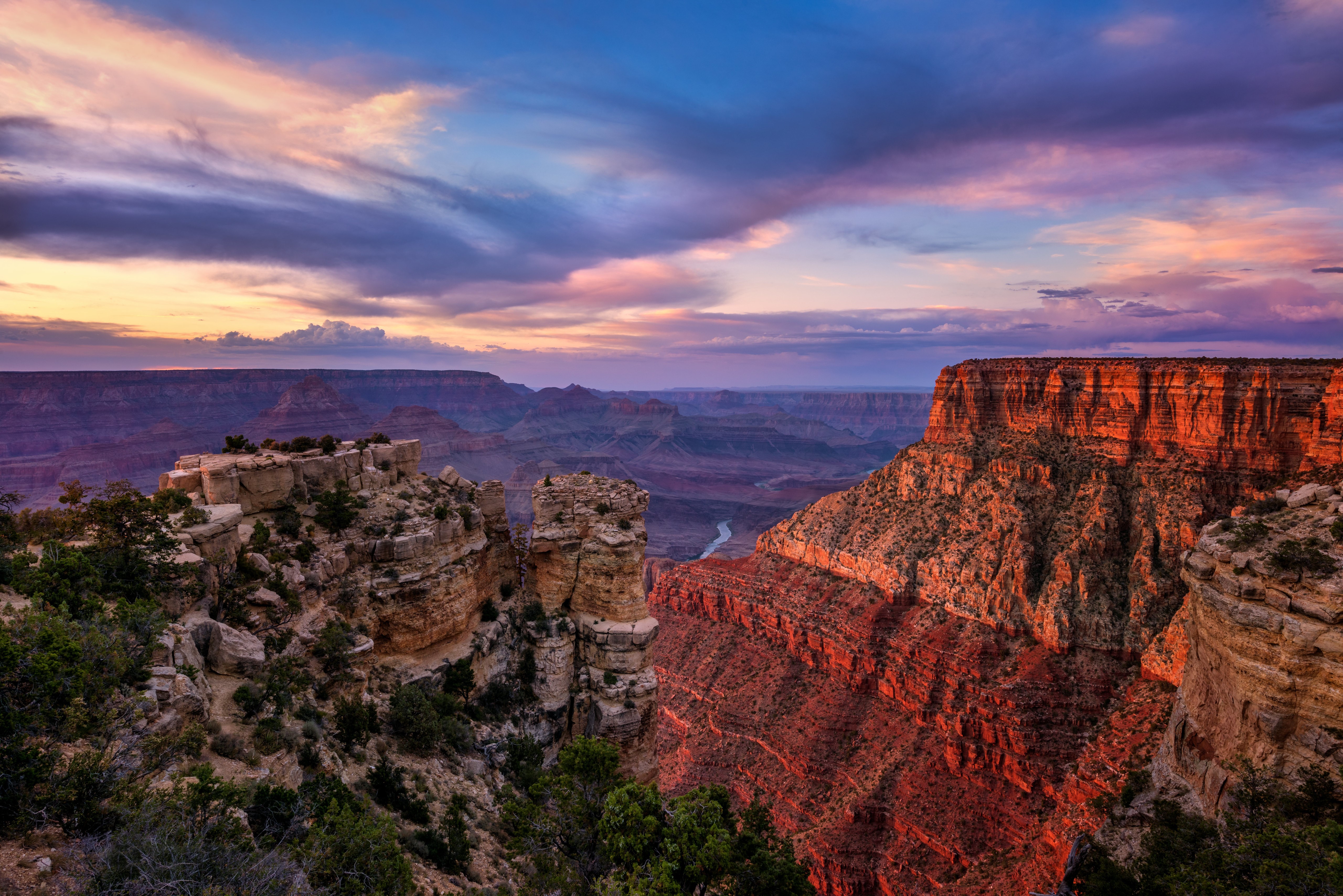Grand Canyon National Park at sunset, Arizona, USA HD Wallpaper