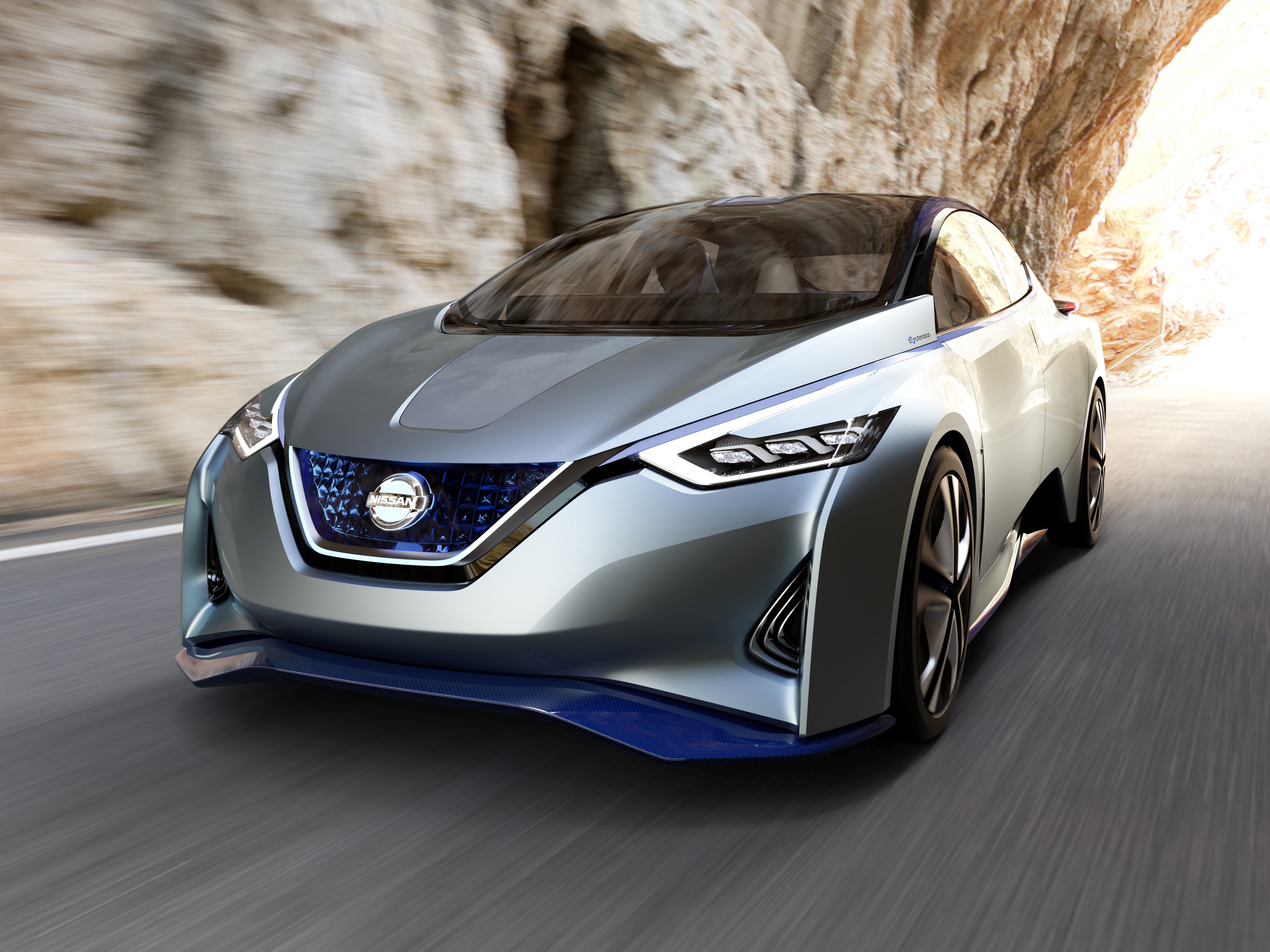 Nissan Leaf concept car in motion HD Wallpaper