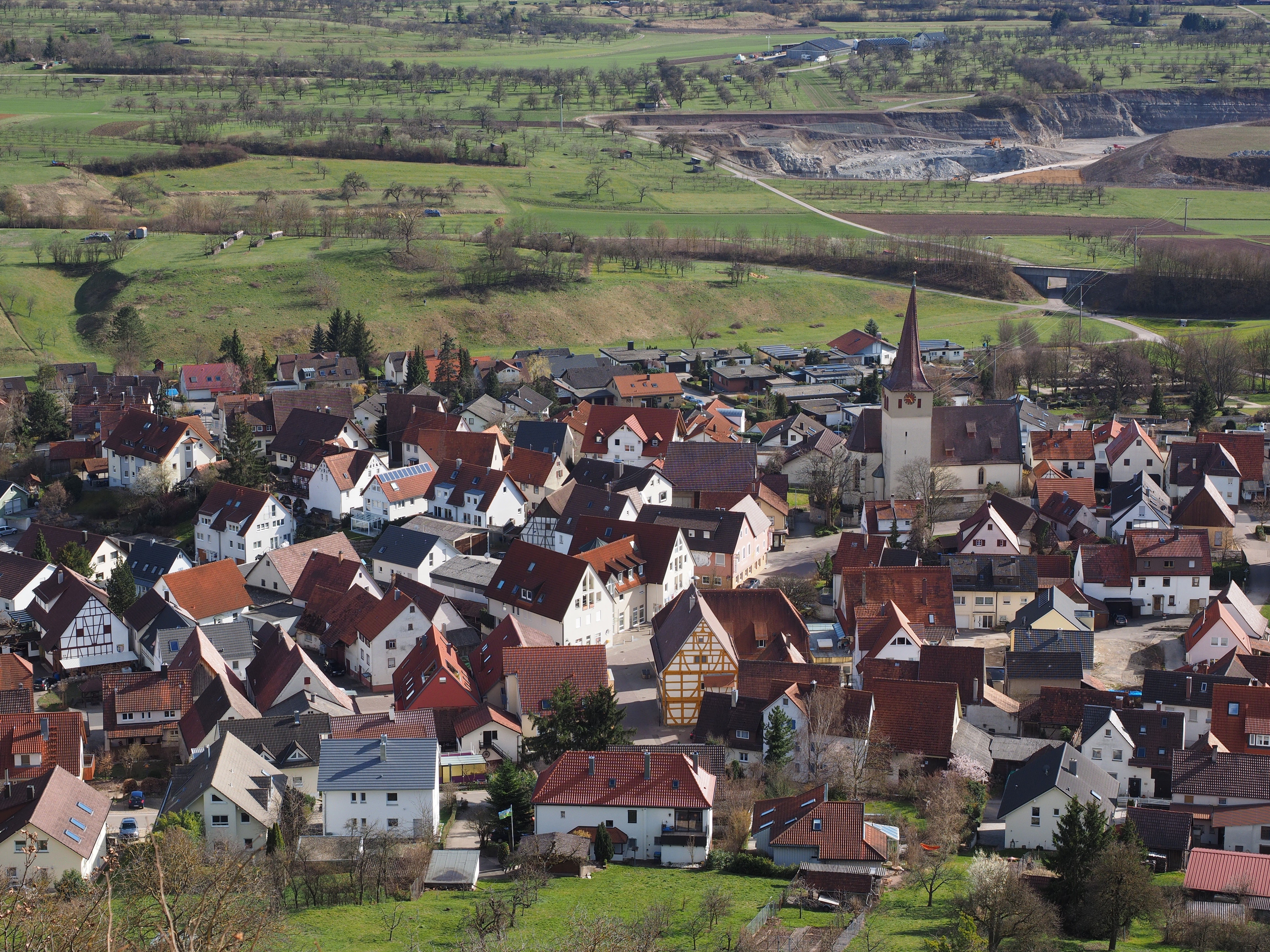 Houses in a German village from above HD Wallpaper