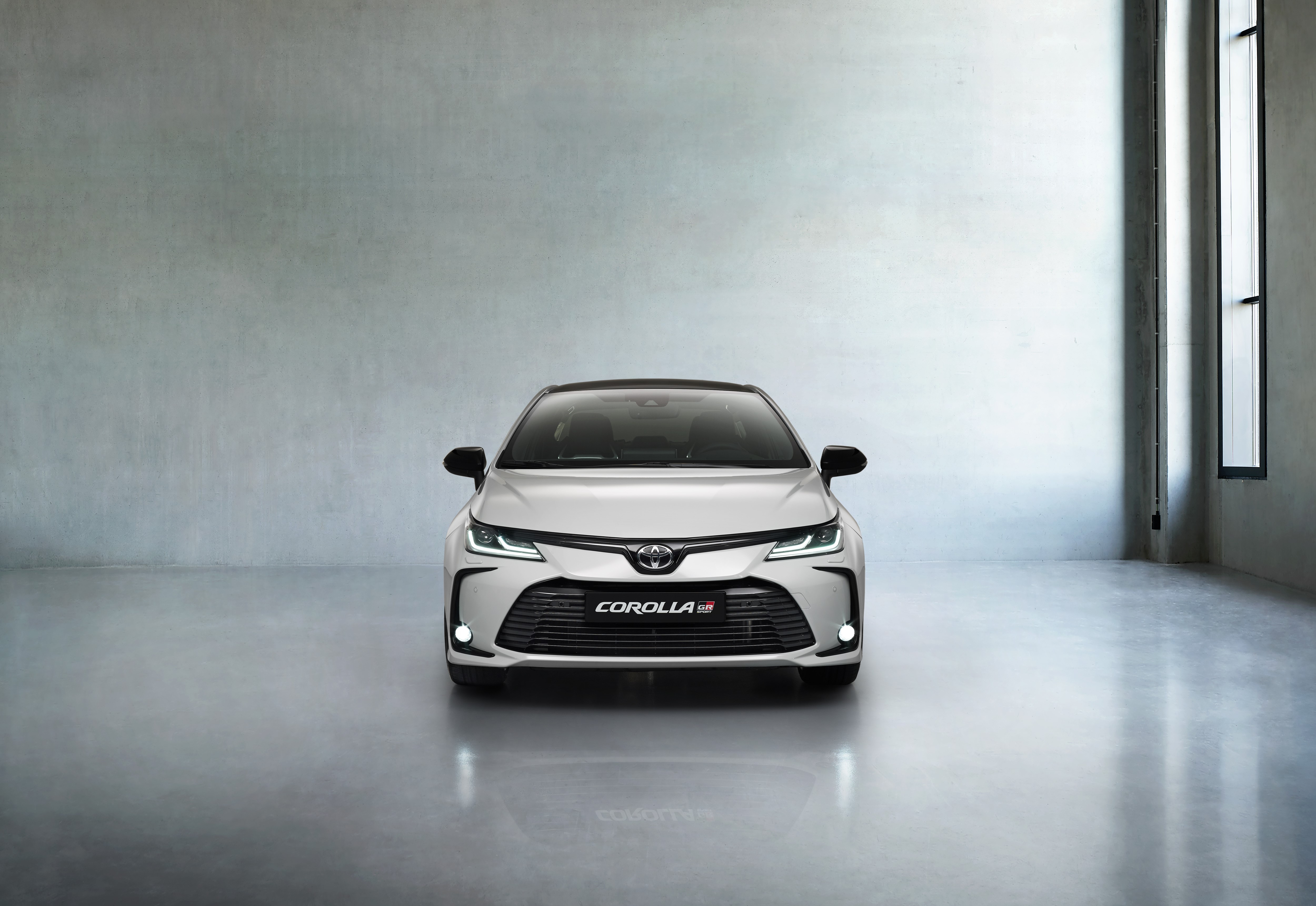 White Toyota Corolla Hybrid Sedan GR Sport HD Wallpaper
