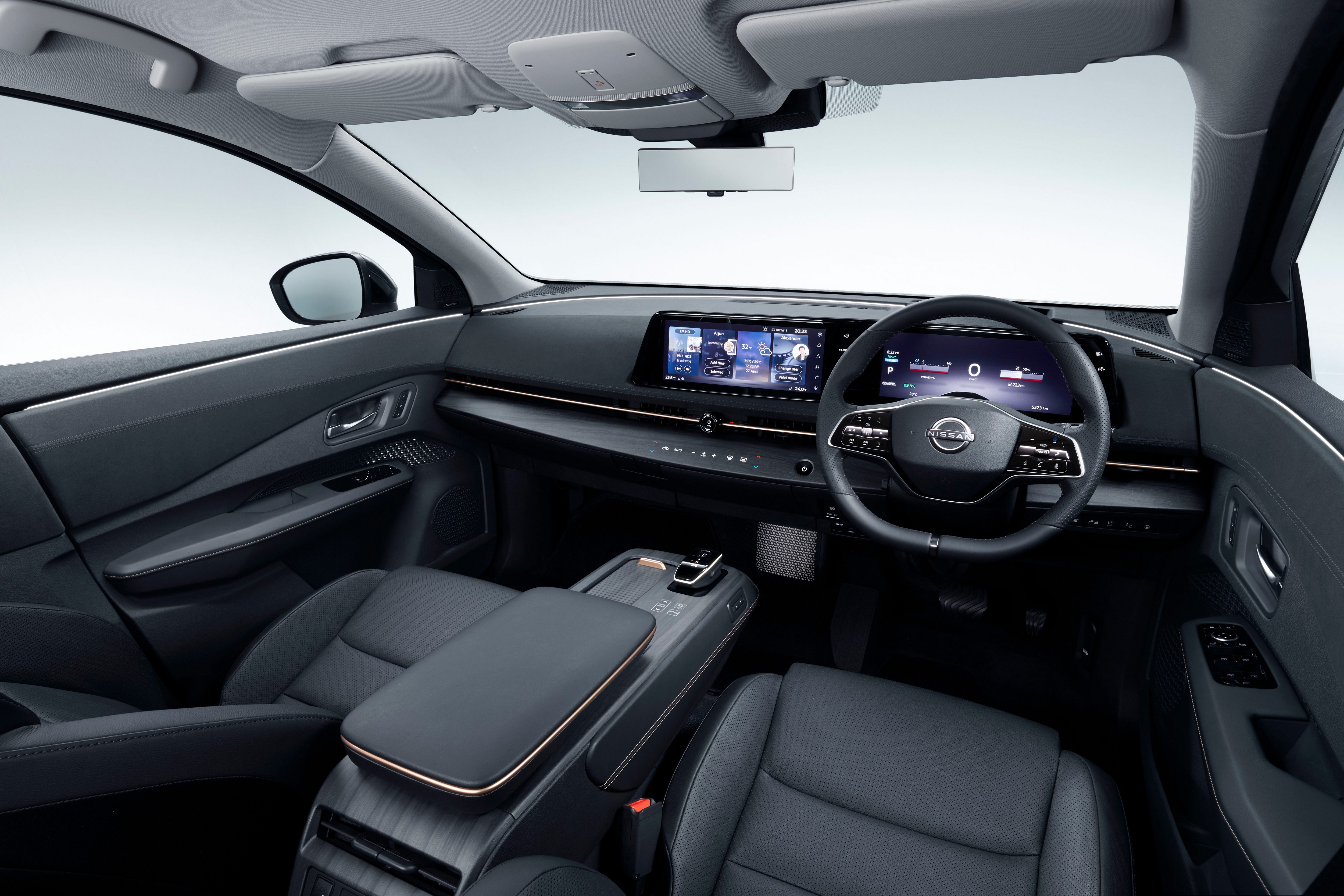 Interior of a Nissan Ariya e-4orce JP-spec HD Wallpaper