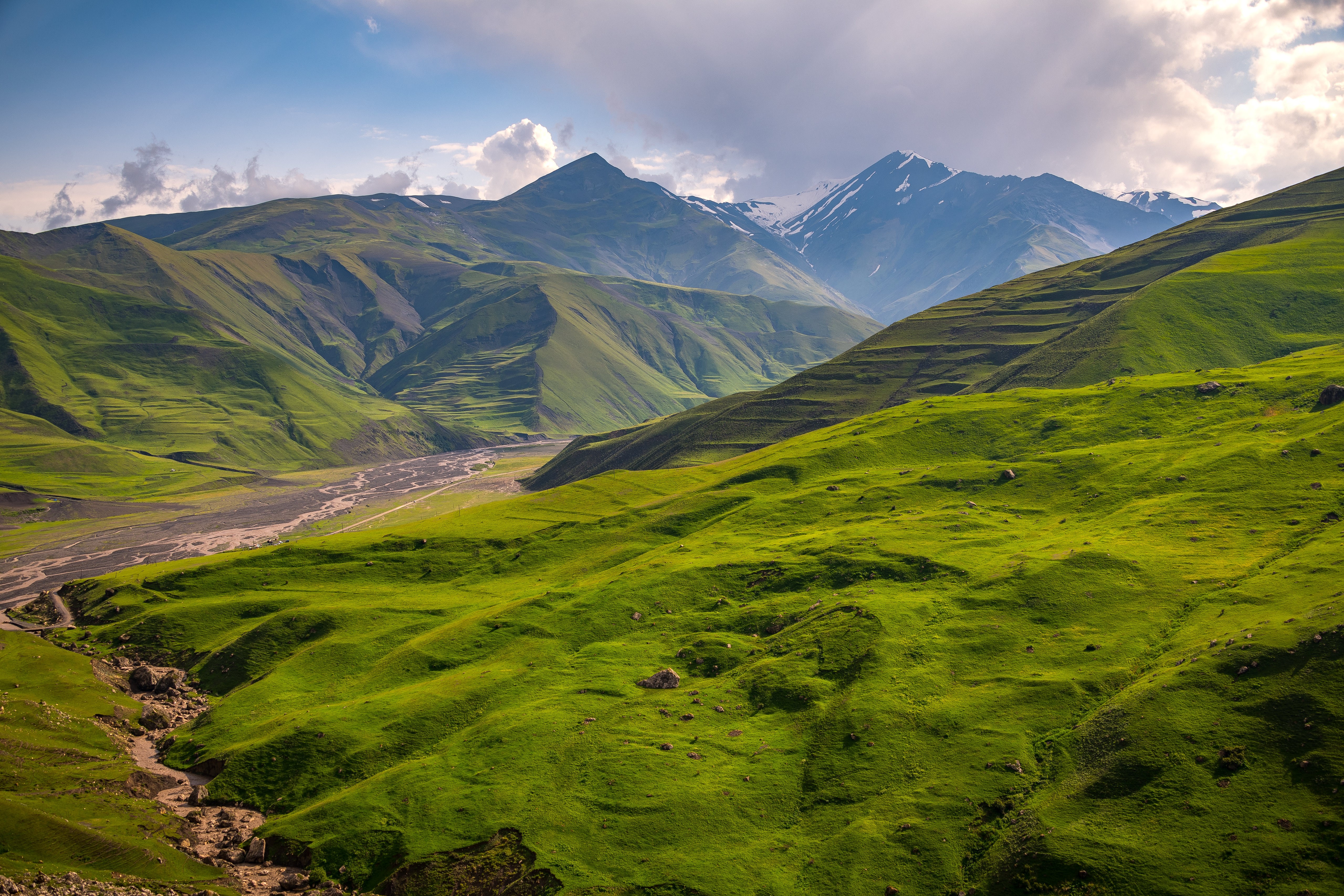 Green Mountains and River Valley in Quba, Azerbaijan HD Wallpaper