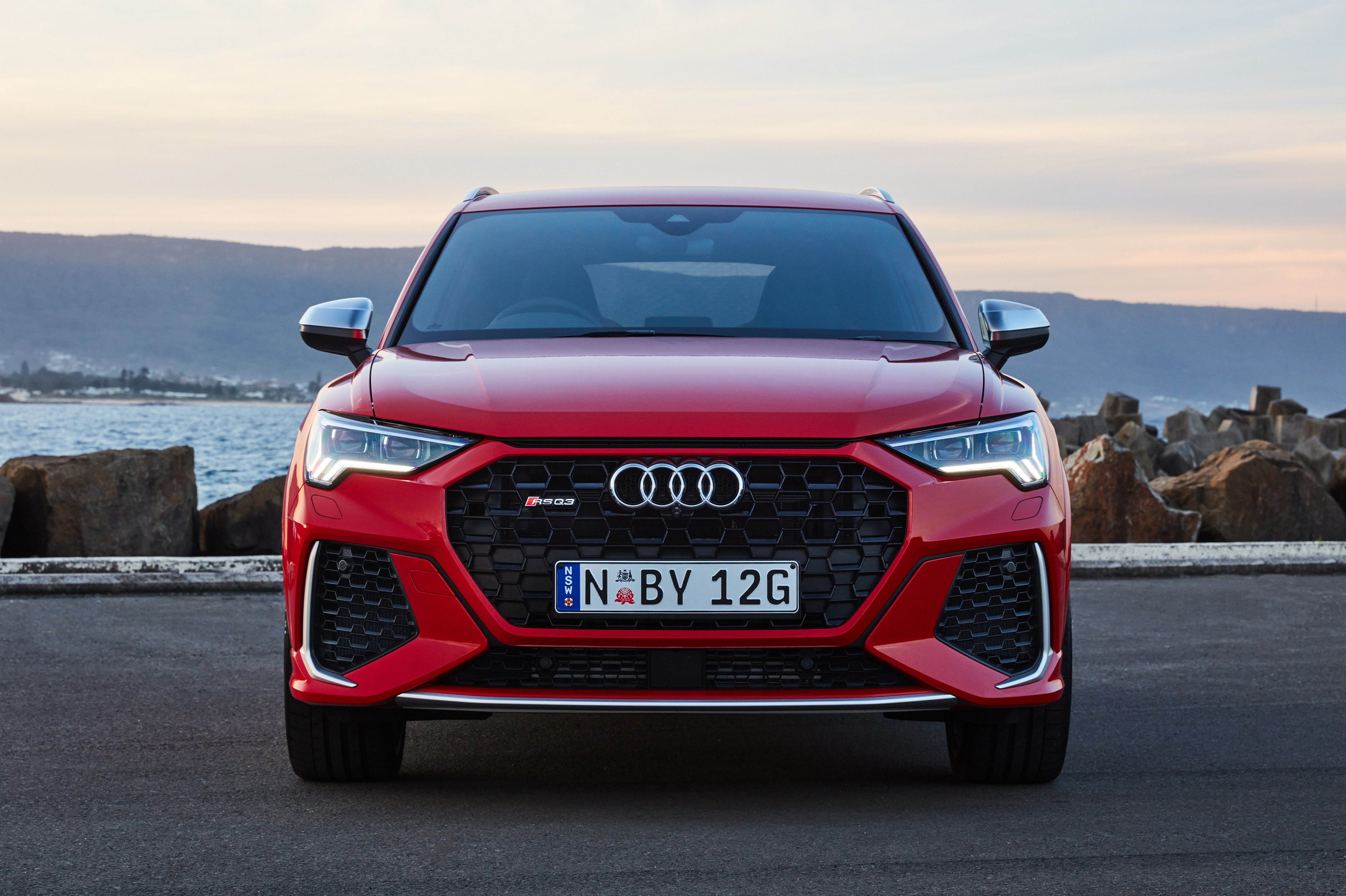 Red Audi RS Q3 Crossover Car Front View HD Wallpaper