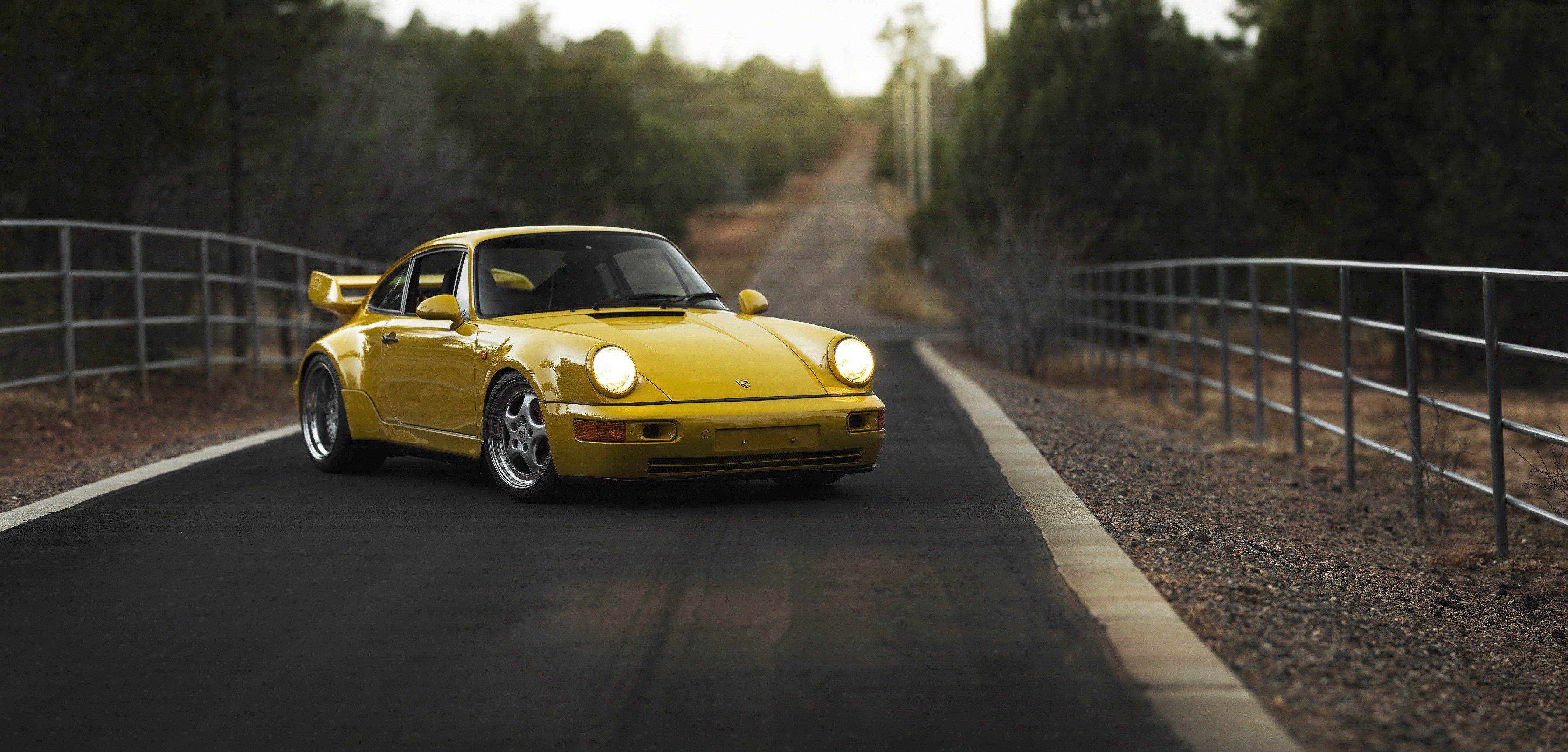 Yellow Porsche 911 Carrera RS 3.8 Coupe on Road HD Wallpaper