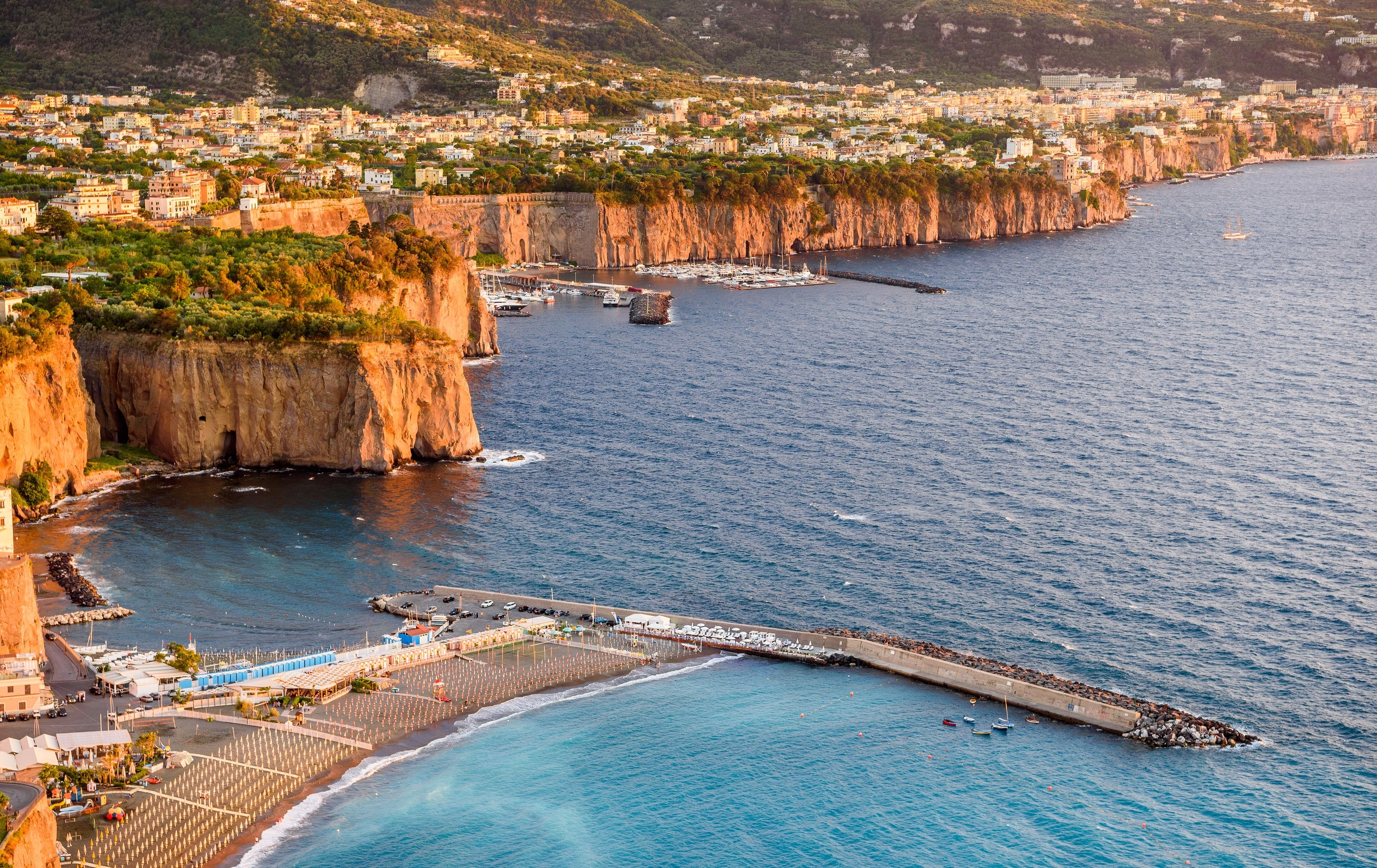 Sorrento coast with cliffs and marina in Italy HD Wallpaper