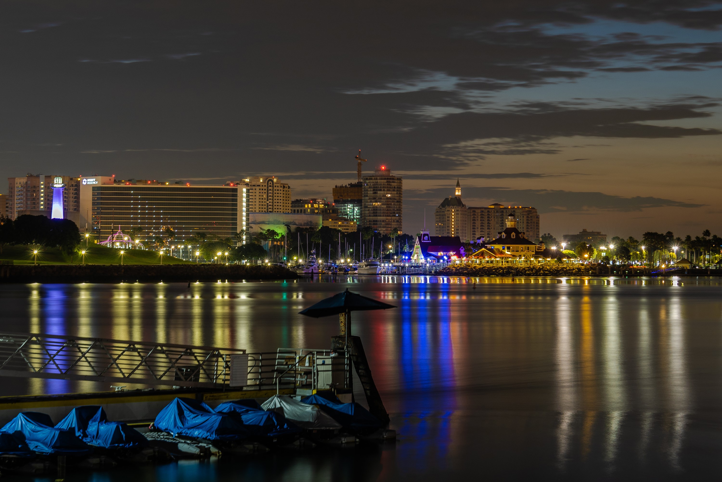 Long Beach Marina at Night, California HD Wallpaper