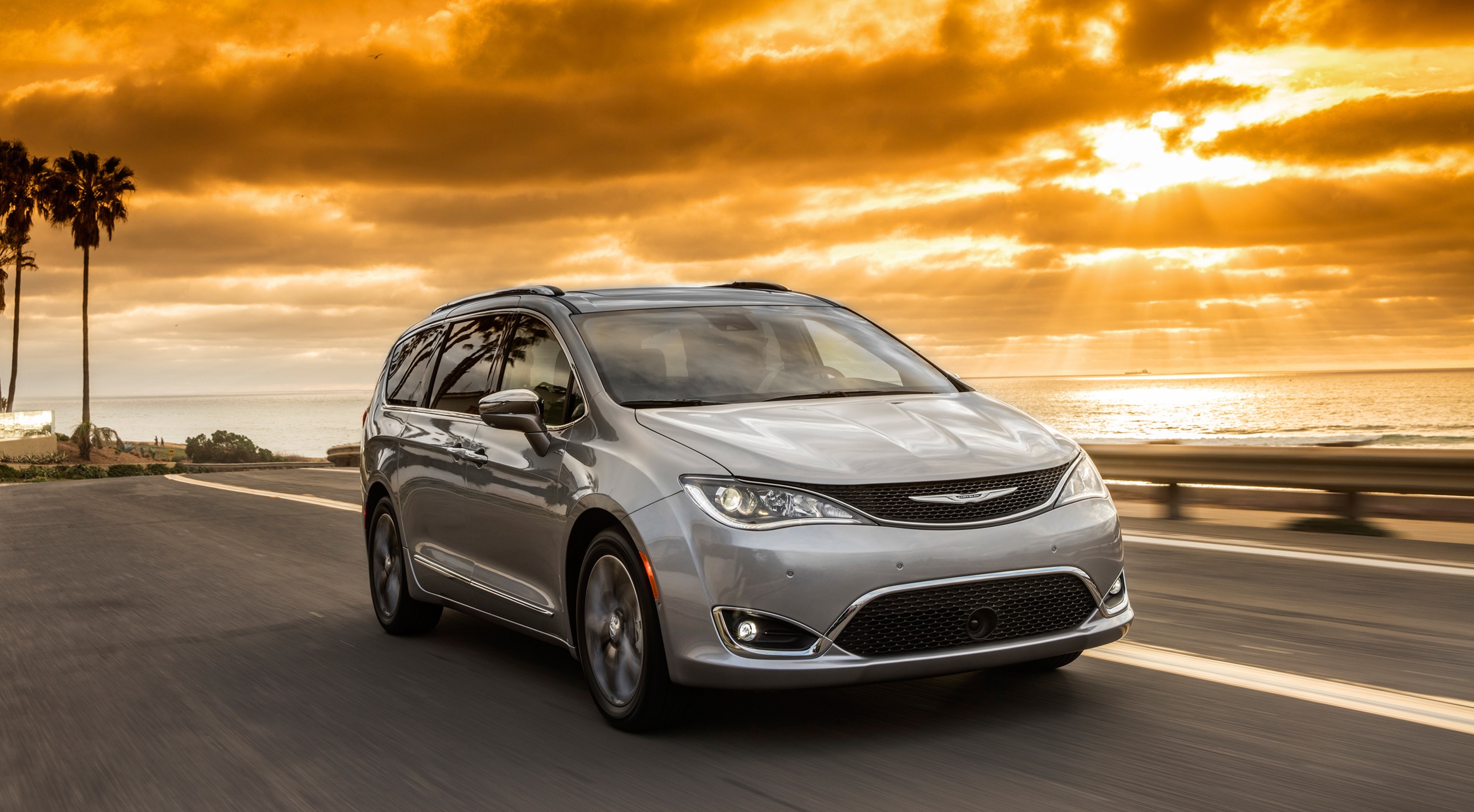 Chrysler Pacifica Hybrid Limited Minivan on Coastal Road HD Wallpaper