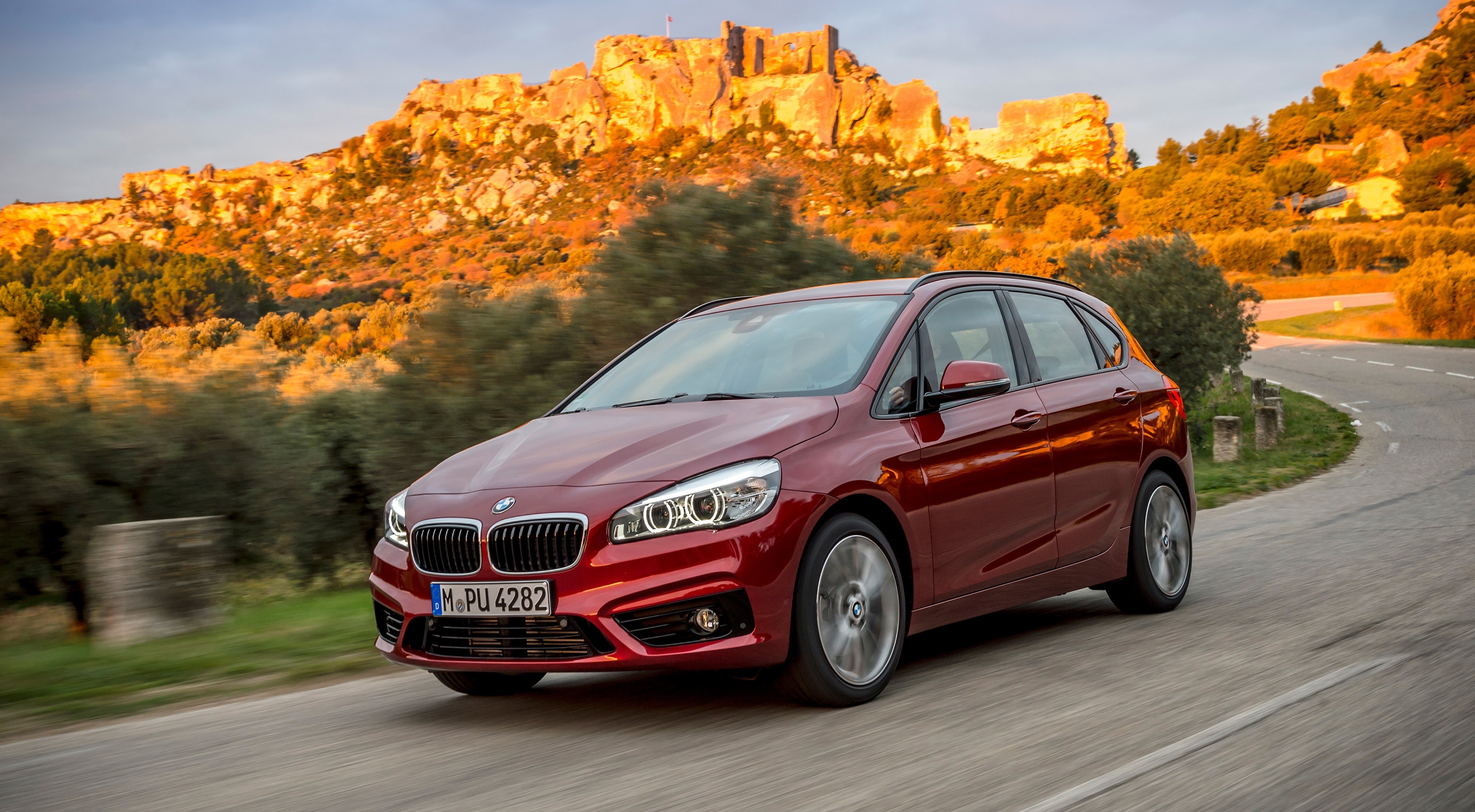 Red BMW 220d xDrive Active Tourer 2014 HD Wallpaper