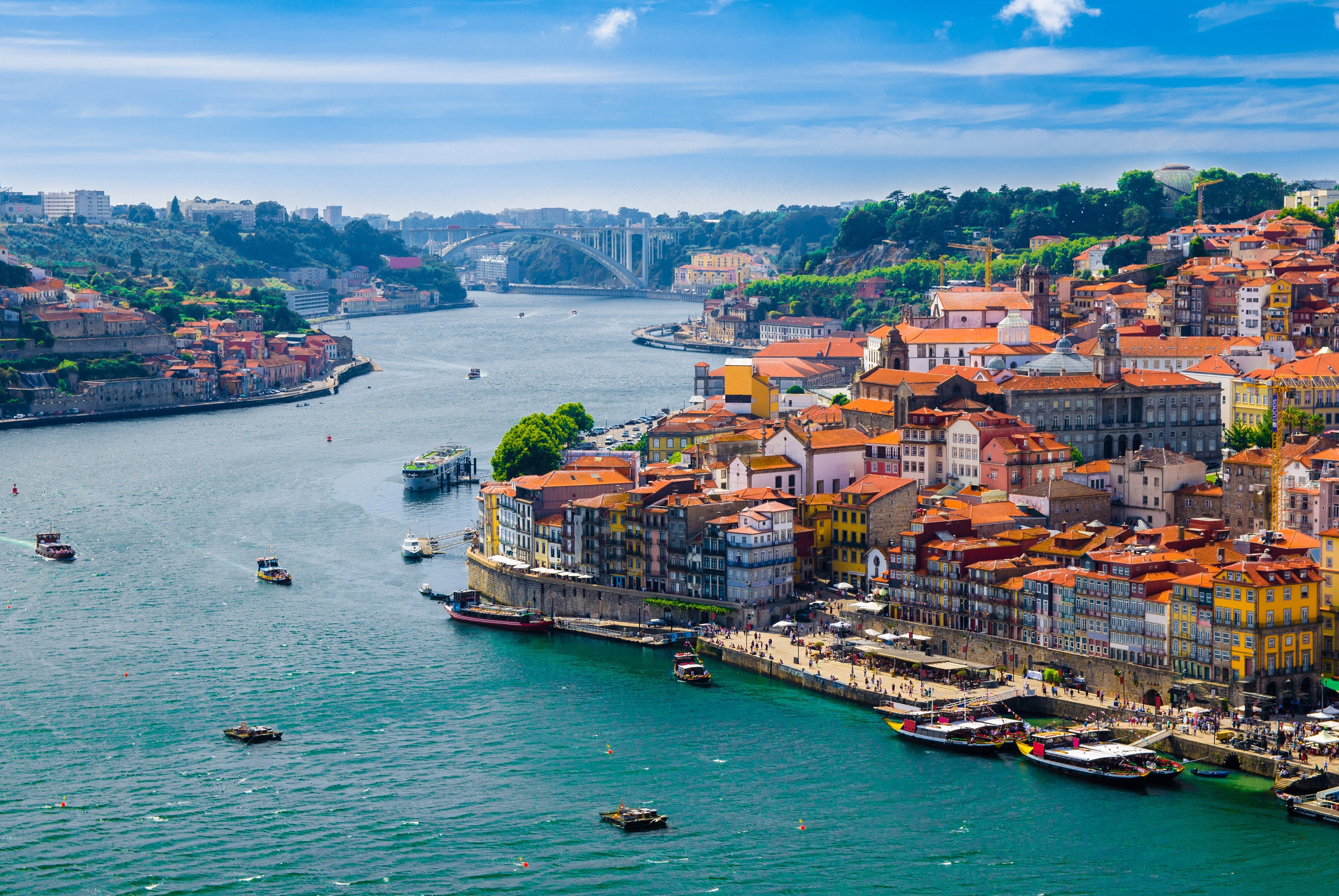 Porto cityscape on the Douro River with bridges HD Wallpaper
