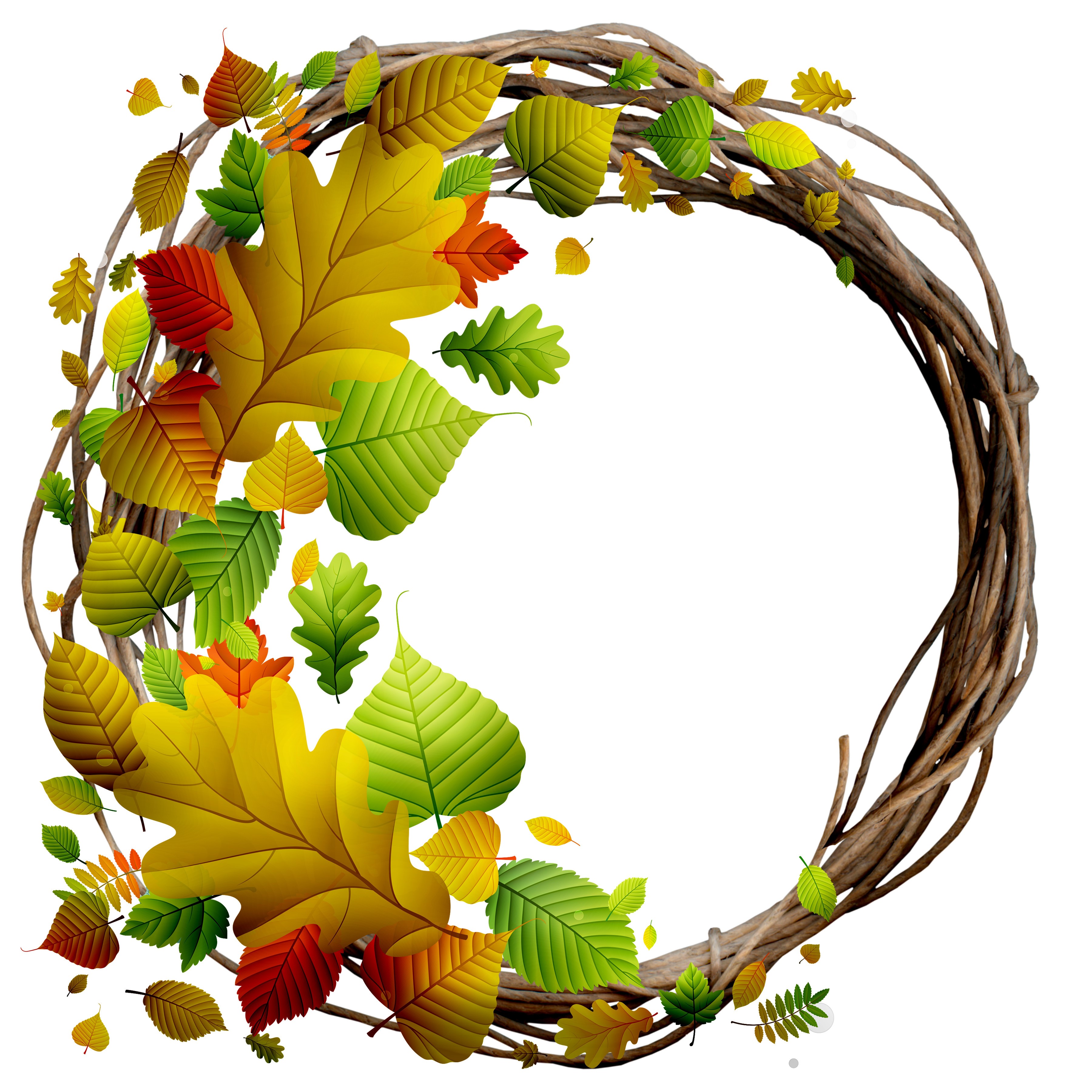 Autumn Wreath with Colorful Leaves HD Wallpaper