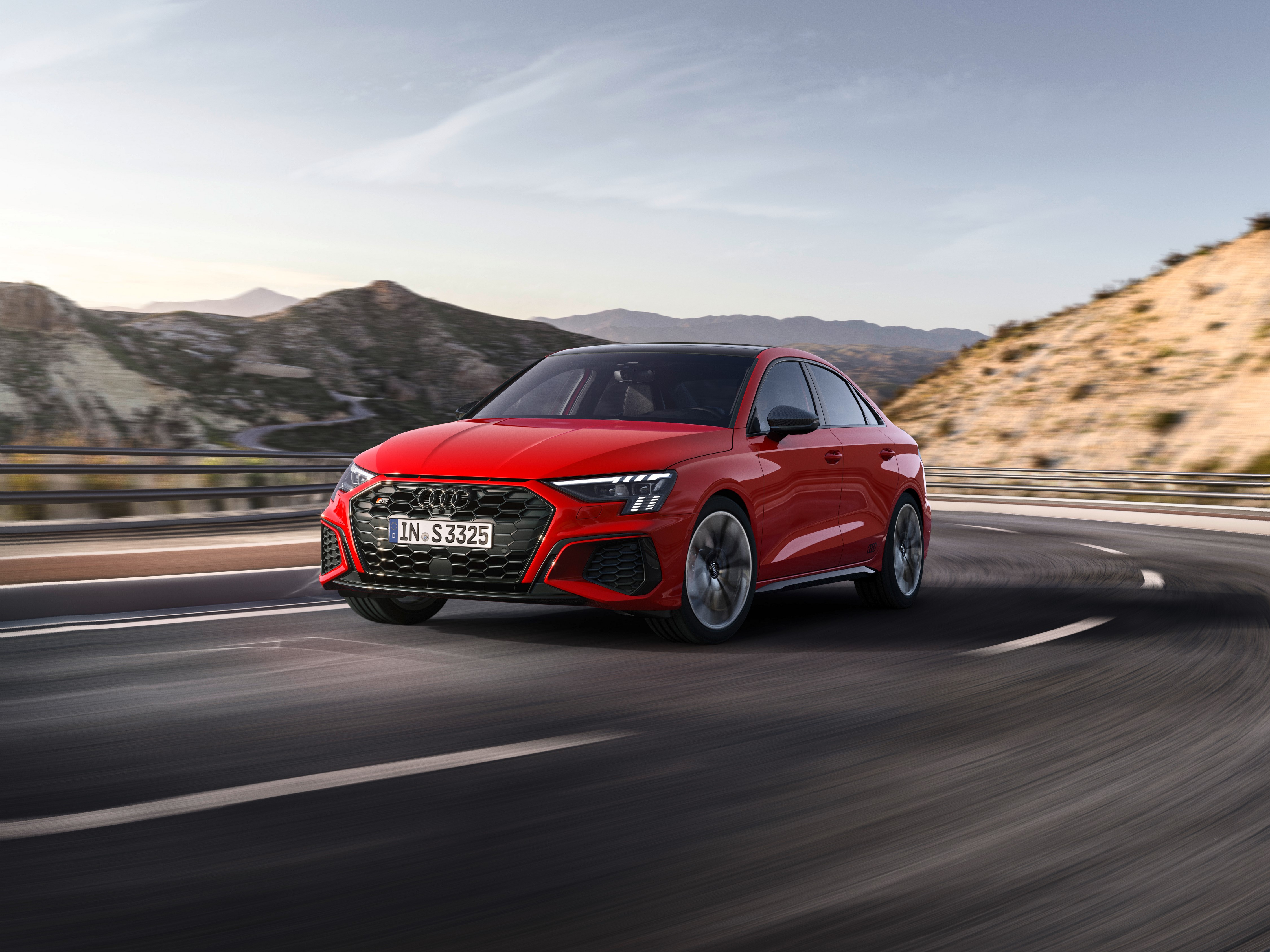4K Audi S3 Sedan on a Mountain Road HD Wallpaper