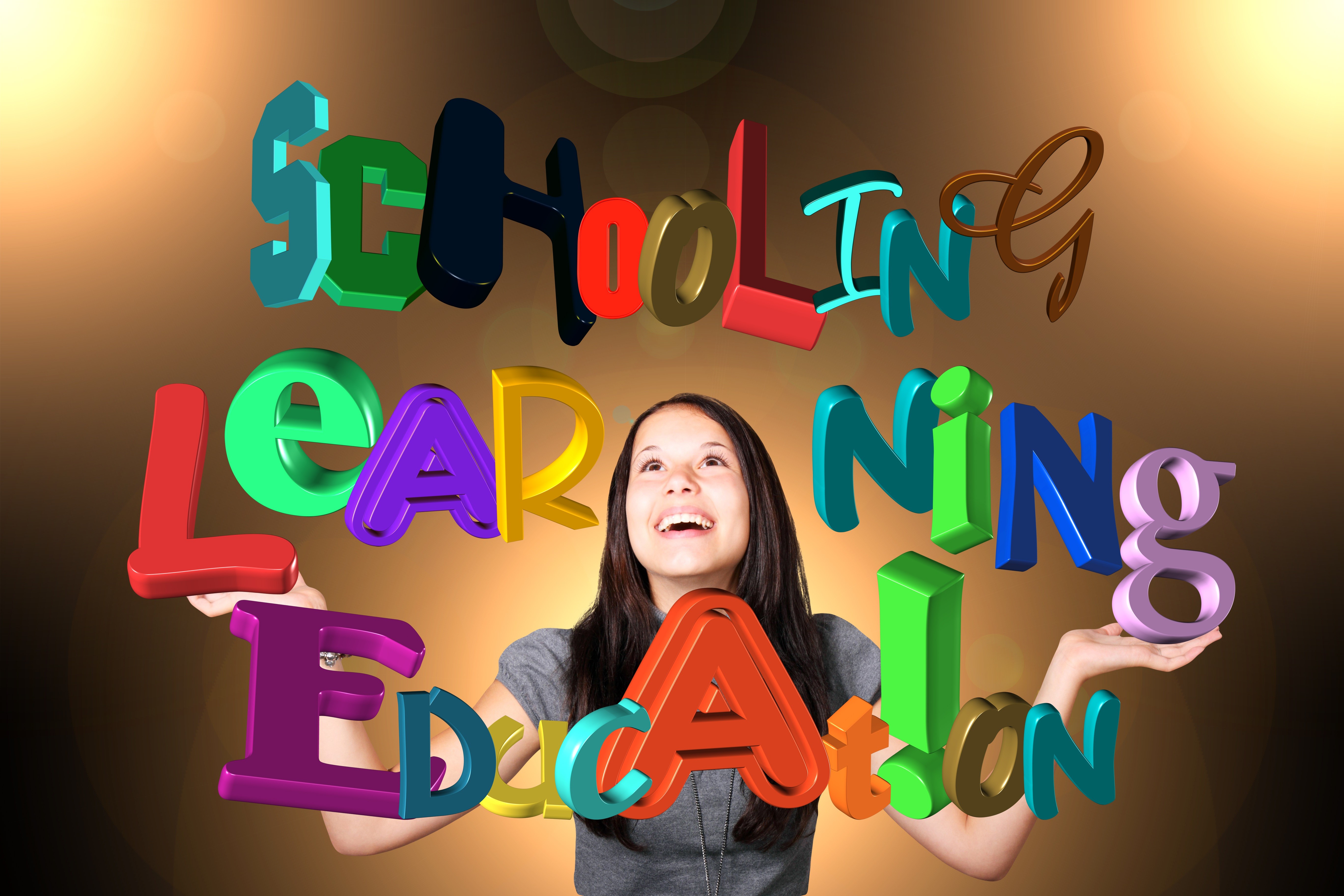 School Learning Education words with girl HD Wallpaper