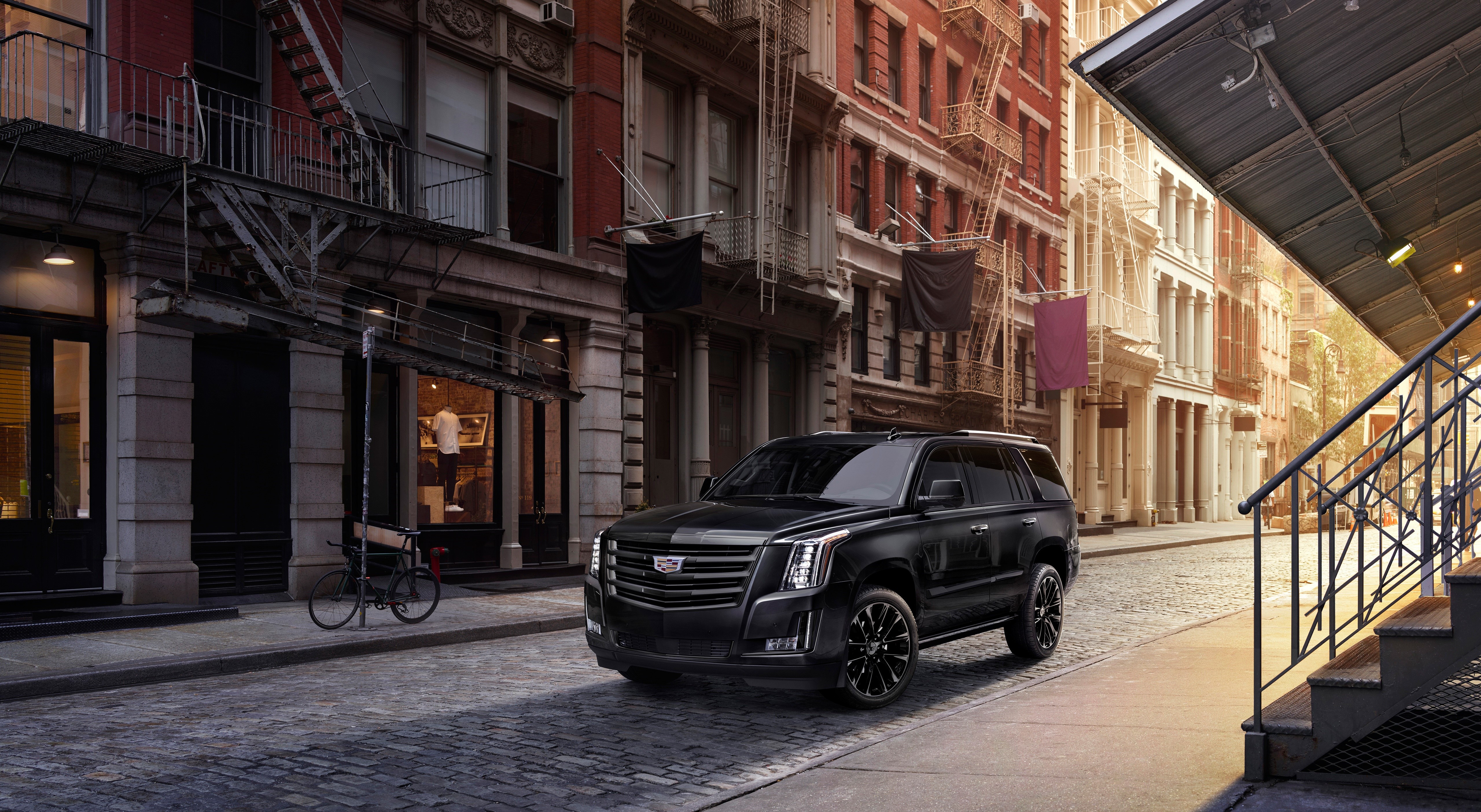 Black 2019 Cadillac Escalade Sport Edition SUV on Street HD Wallpaper
