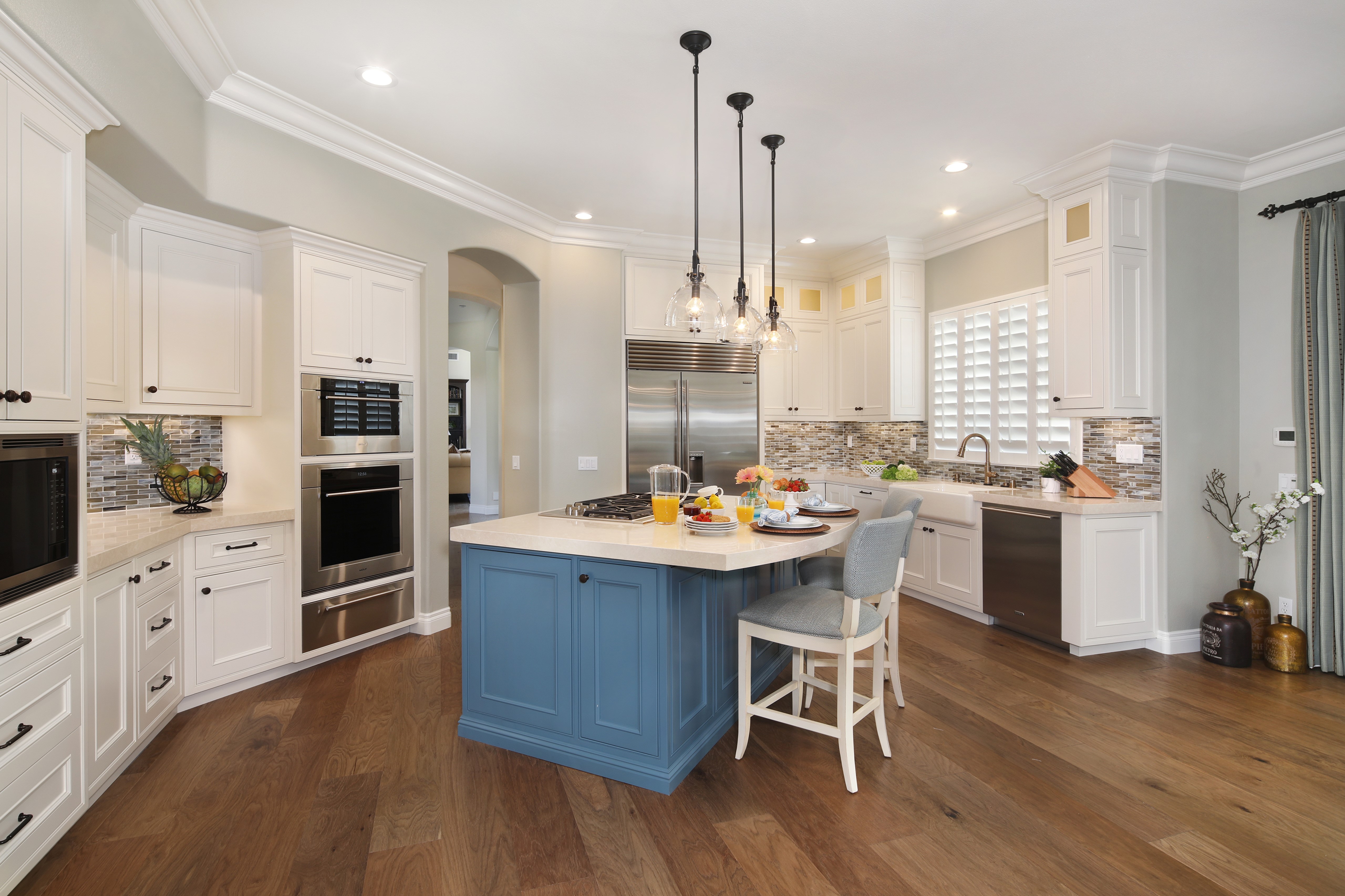 Kitchen Interior Design with Island and Chairs HD Wallpaper