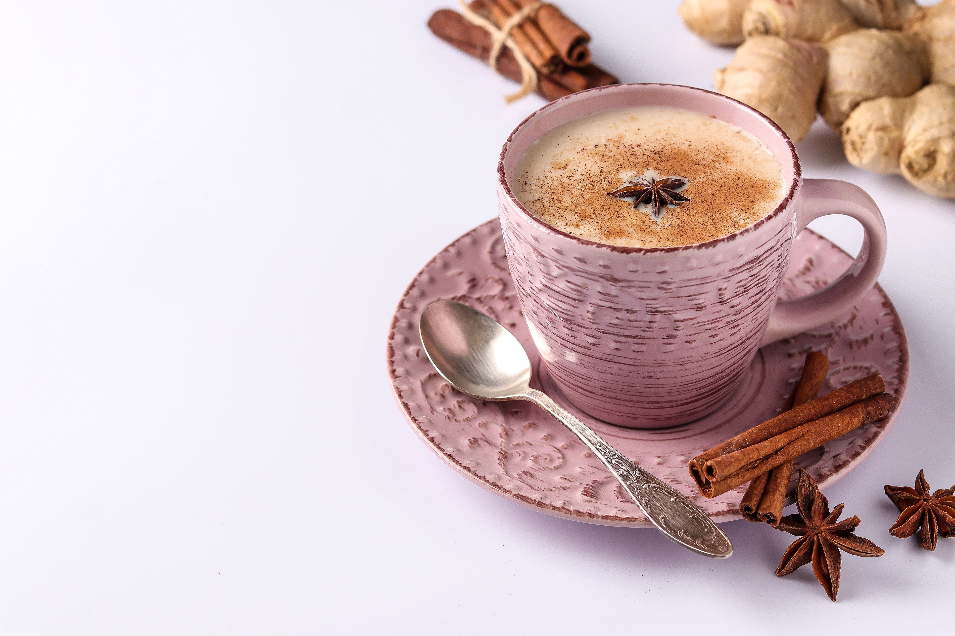 4K Coffee with Cinnamon and Star Anise HD Wallpaper