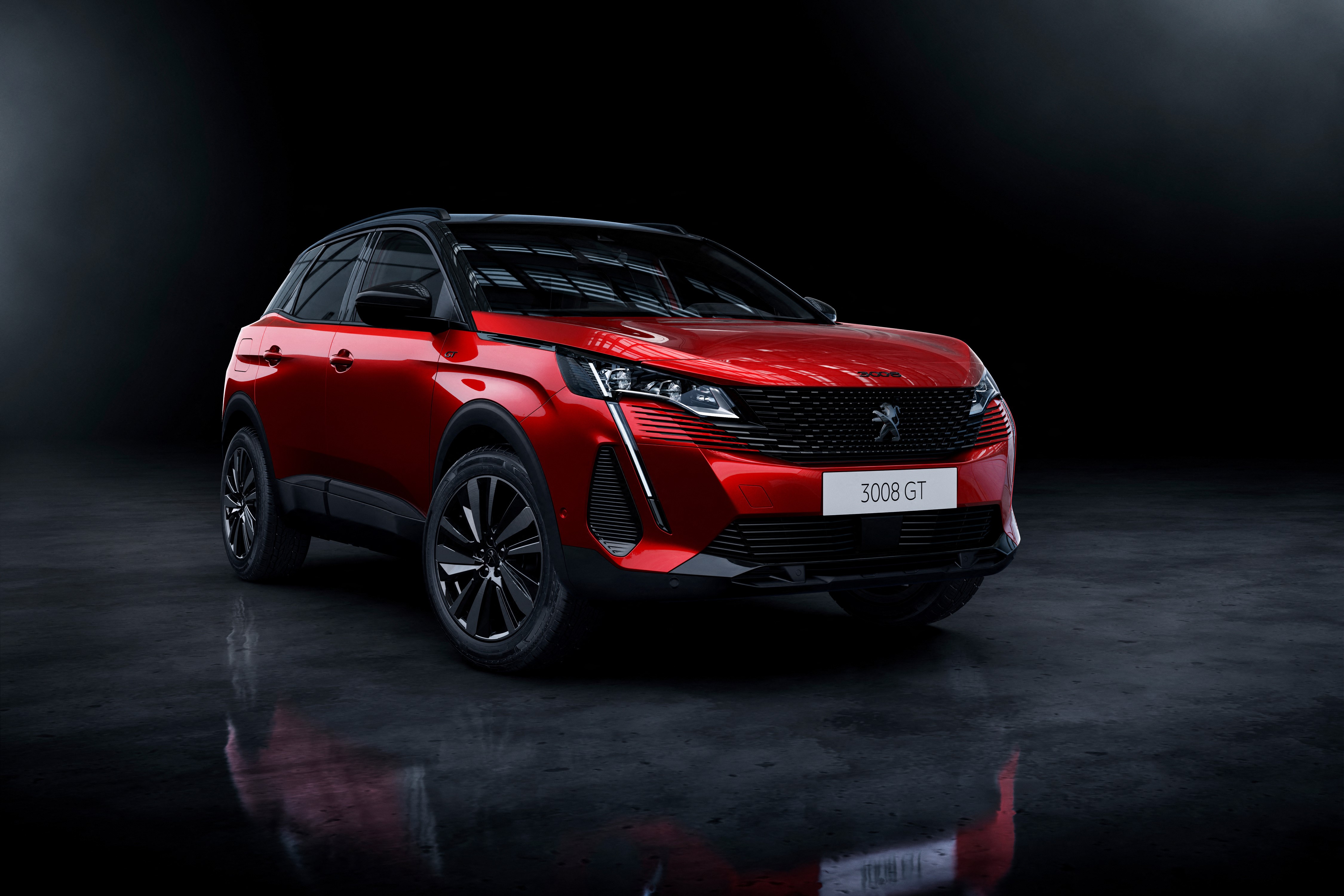Red Peugeot 3008 GT Crossover HD Wallpaper