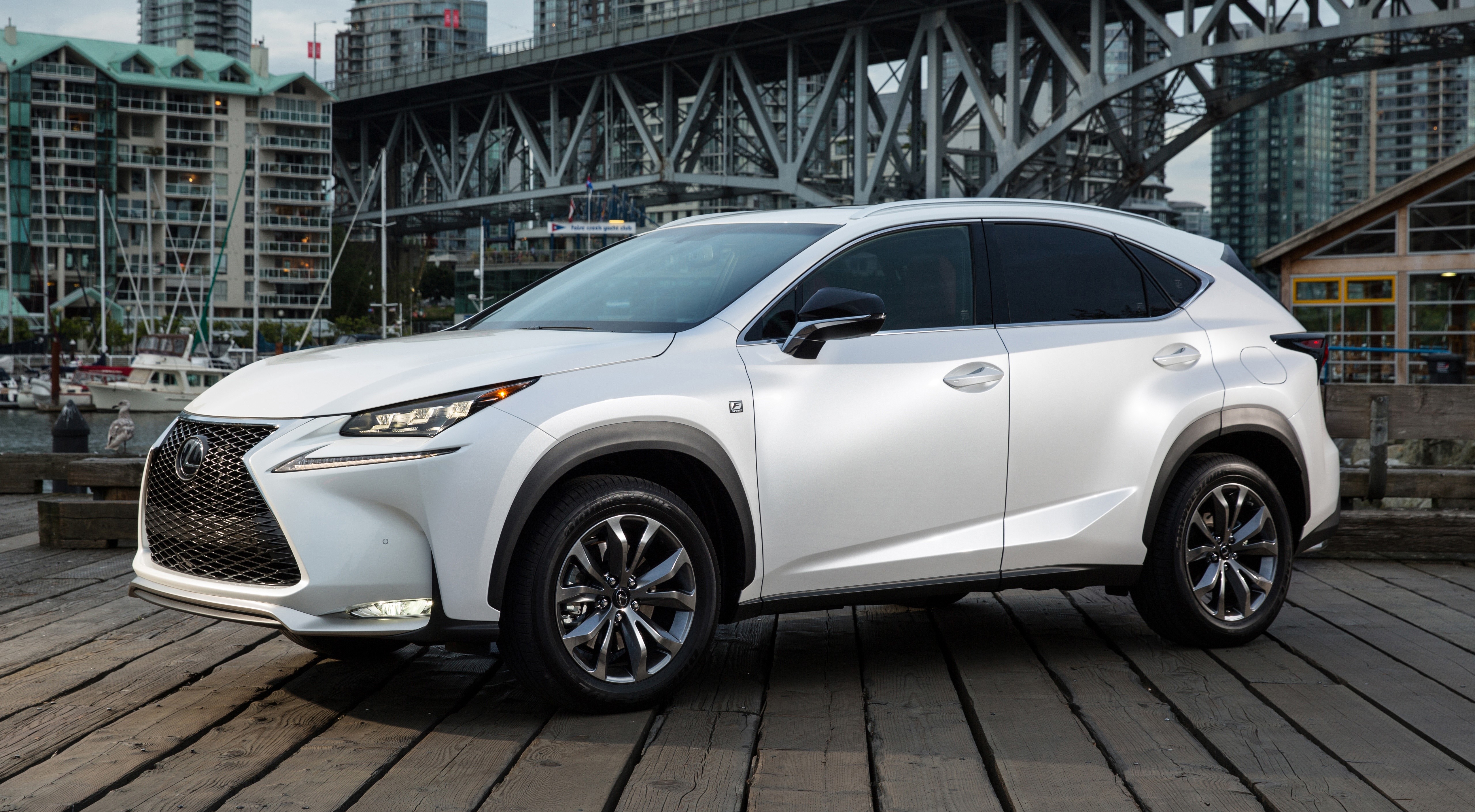 White Lexus NX 200t F SPORT Crossover on Wooden Pier HD Wallpaper