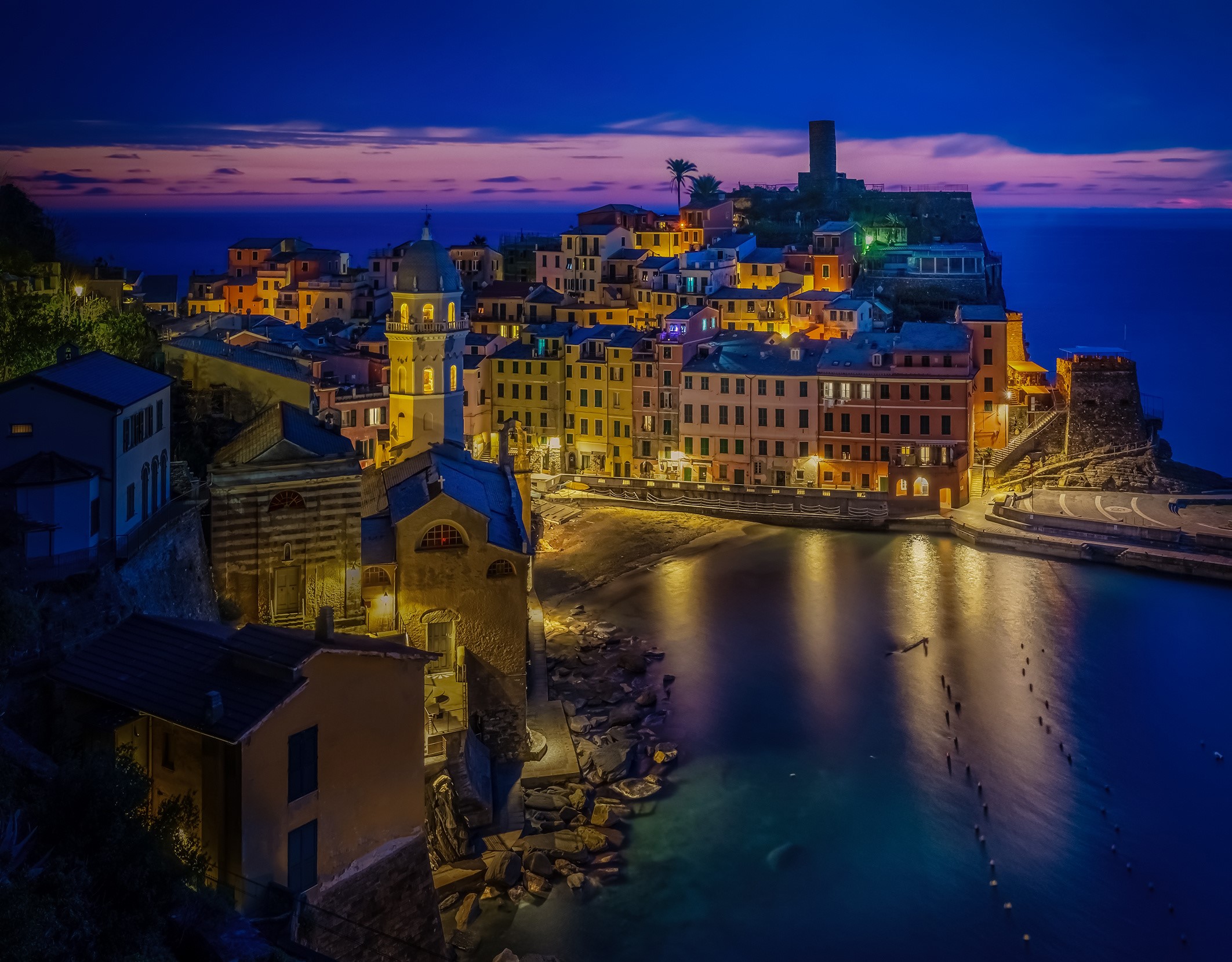 Vernazza, Liguria, Italy at Night HD Wallpaper
