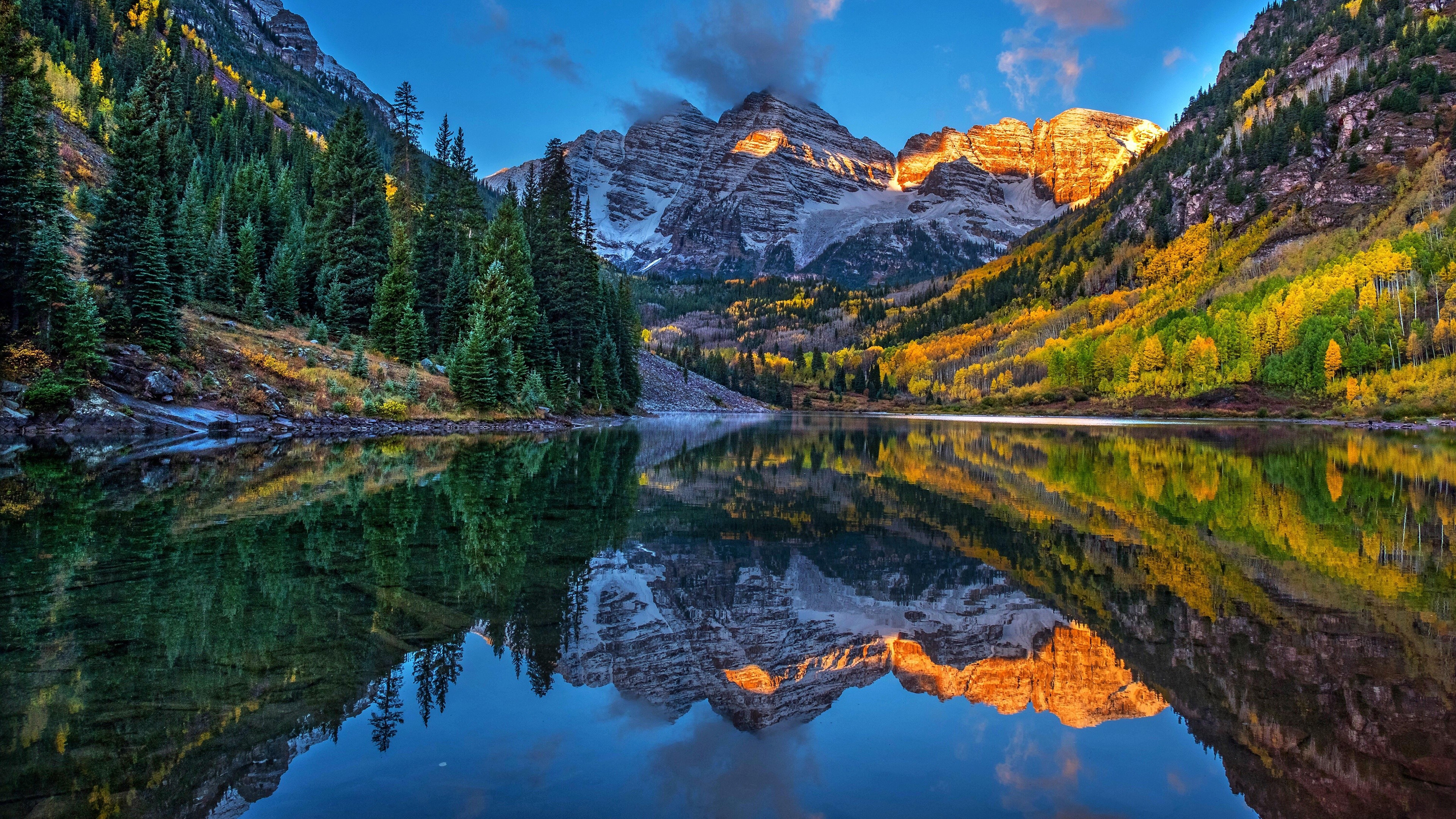 Maroon Bells Mountains and Lake Reflection in Colorado HD Wallpaper