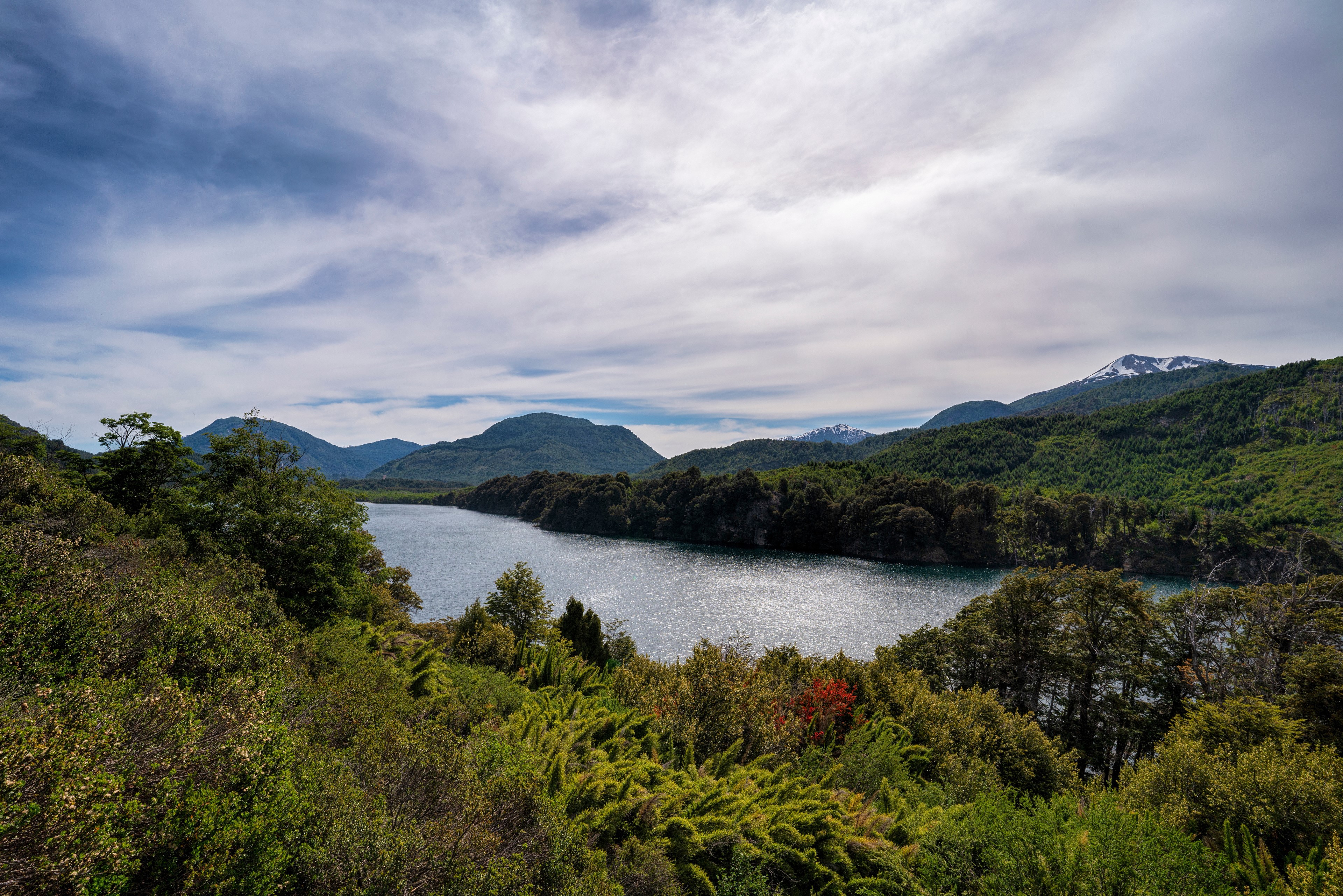 Mountains and Lake along Seven Lakes Road, Patagonia, Argentina HD Wallpaper