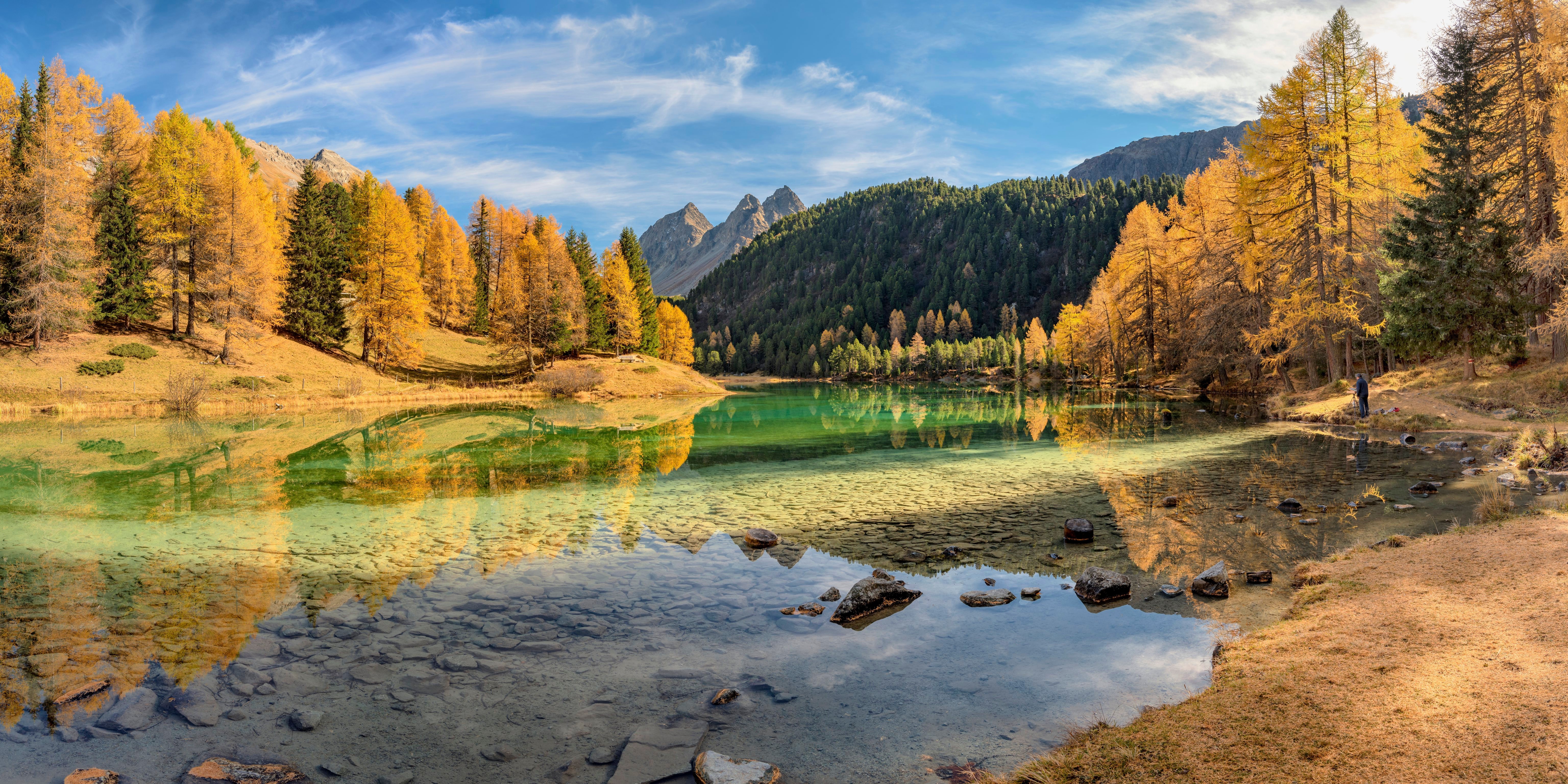 Lake Palpuogna in Switzerland during Autumn HD Wallpaper