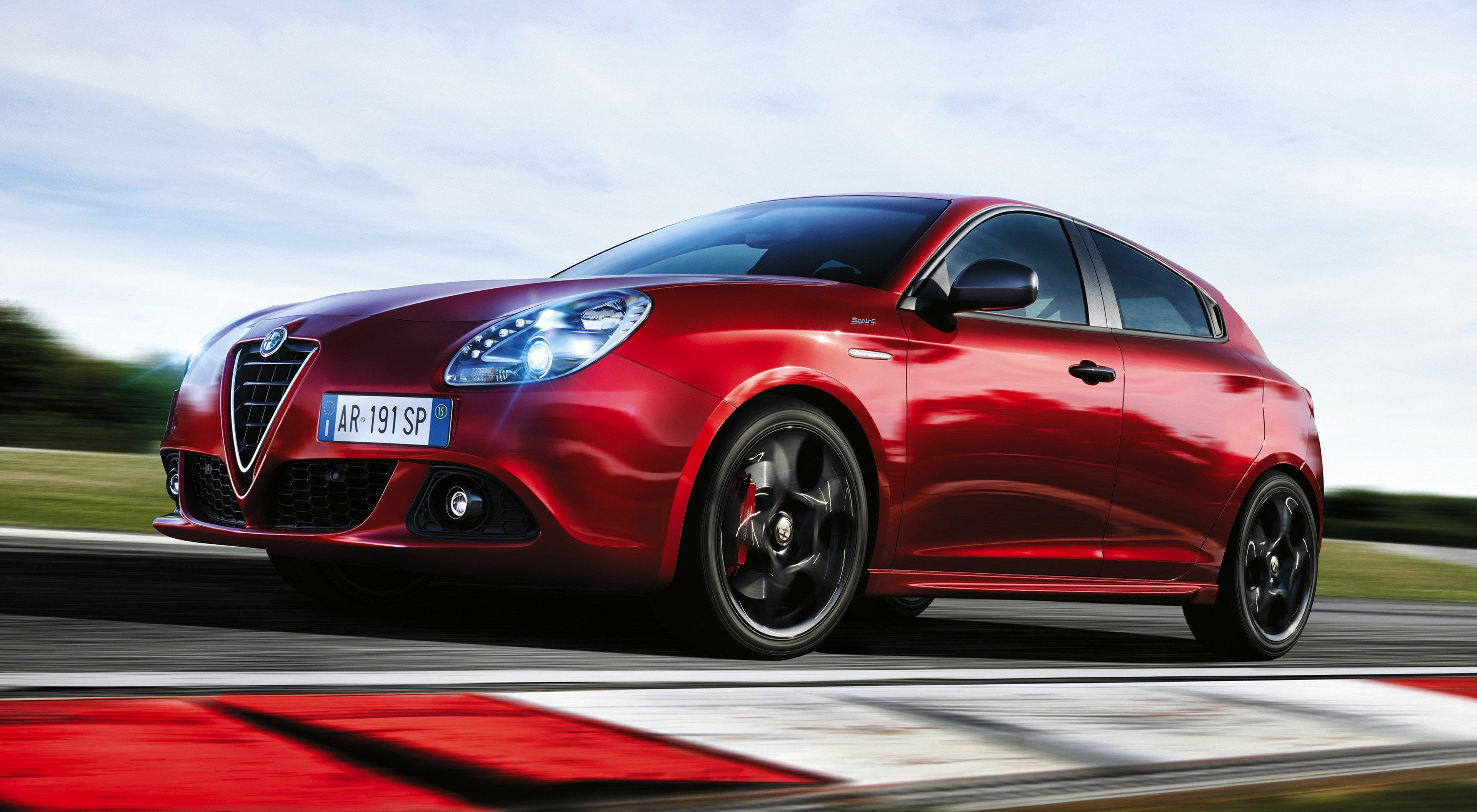 Red Alfa Romeo Giulietta Sprint Speciale on Track HD Wallpaper