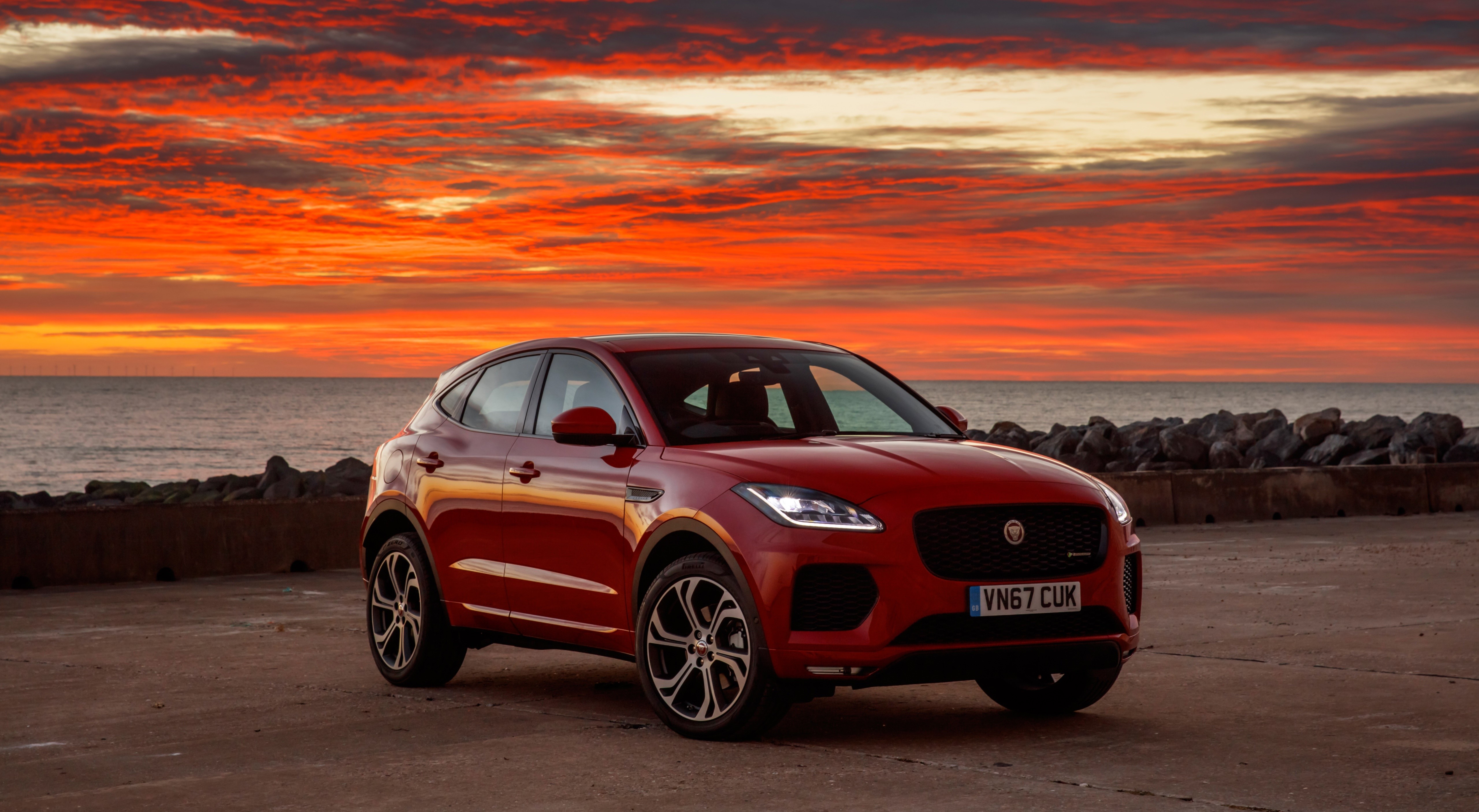 Red Jaguar E-Pace R-Dynamic First Edition at Sunset HD Wallpaper
