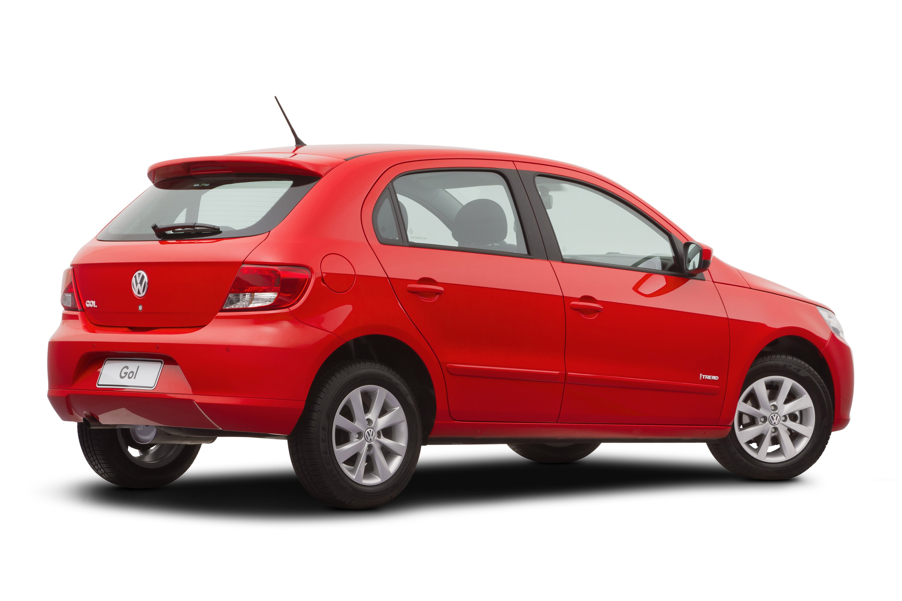 Red Volkswagen Gol car on white background HD Wallpaper