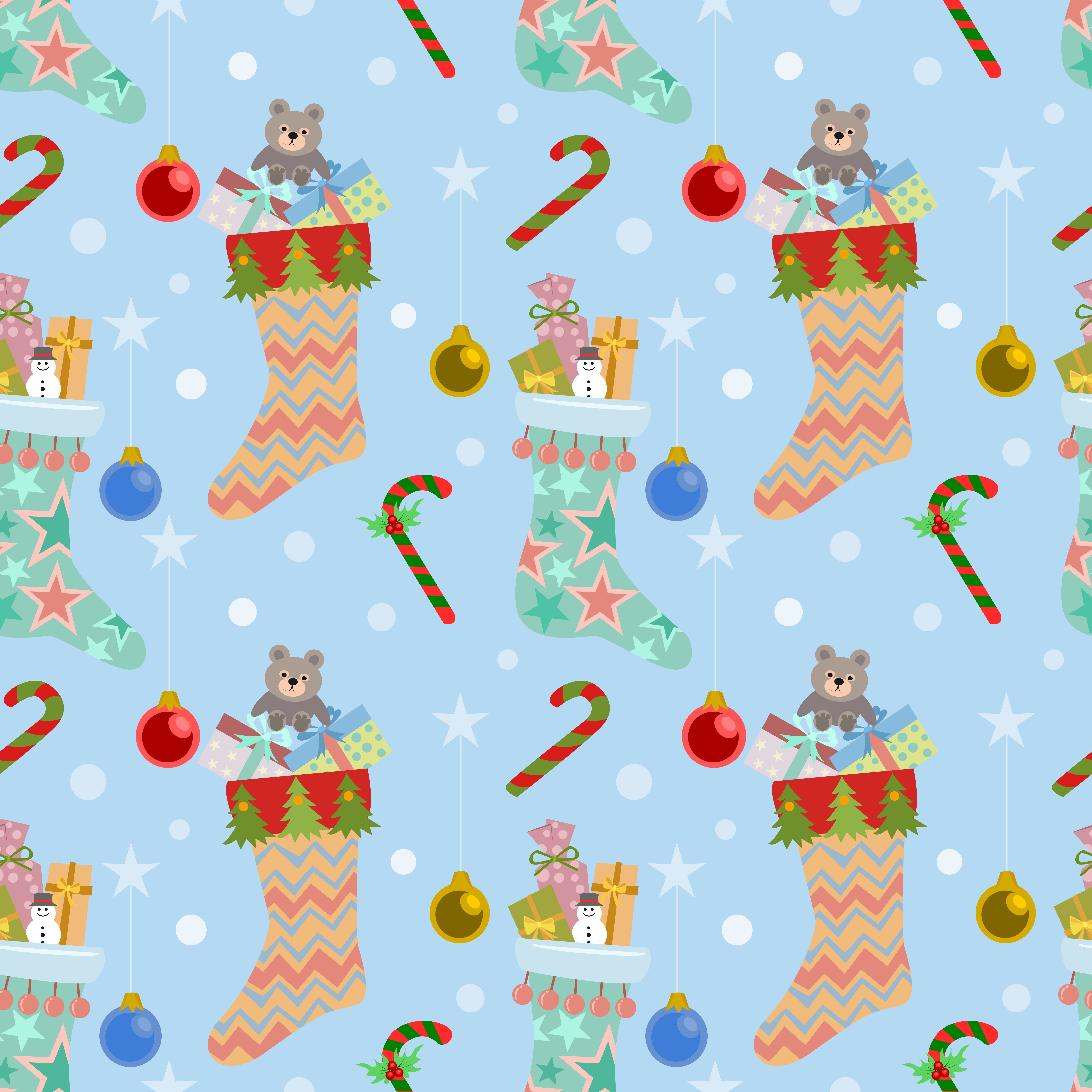 Christmas Stockings with Gifts and Ornaments Texture HD Wallpaper