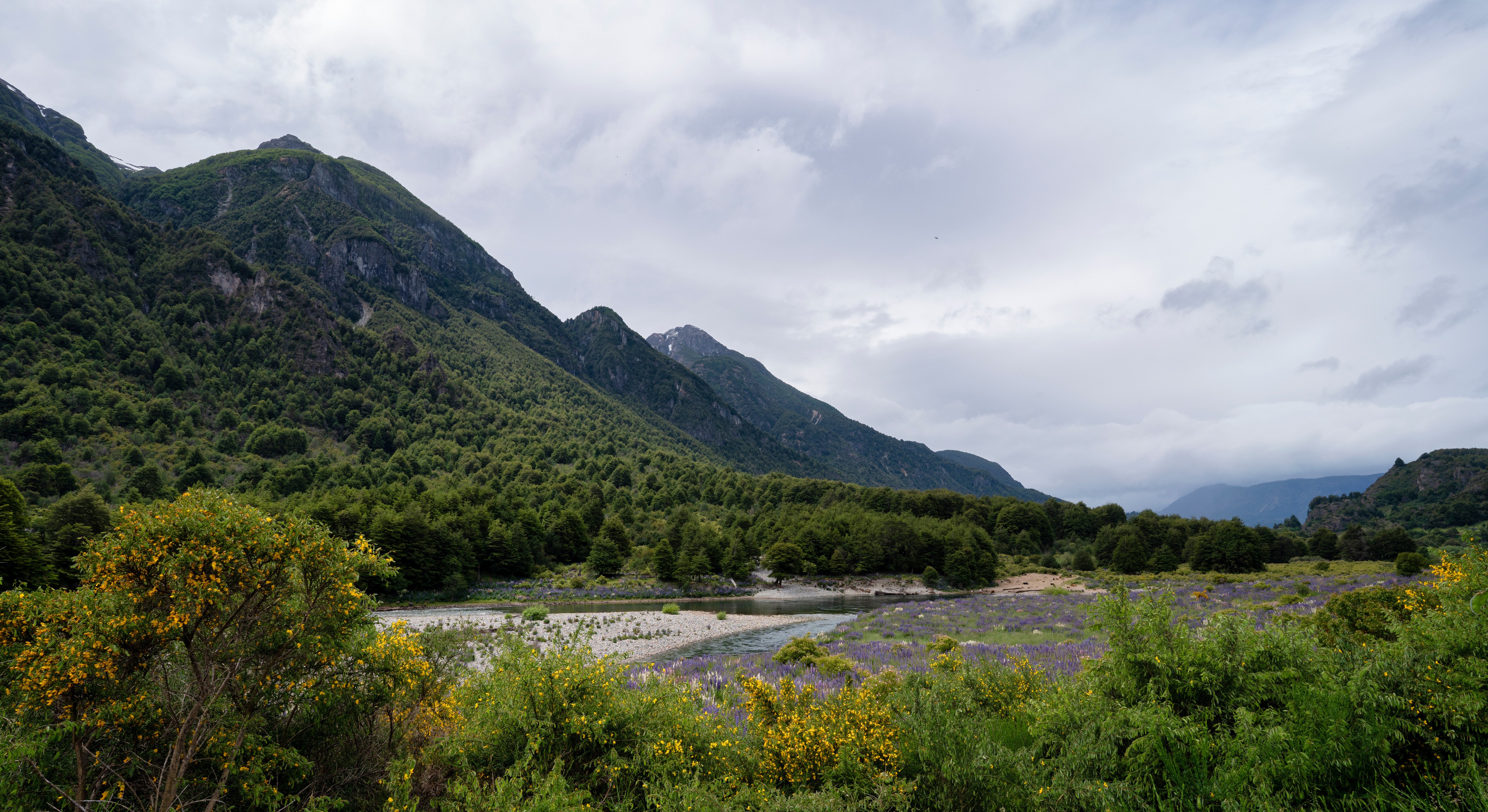 Mountains and River in Patagonia, Chile HD Wallpaper