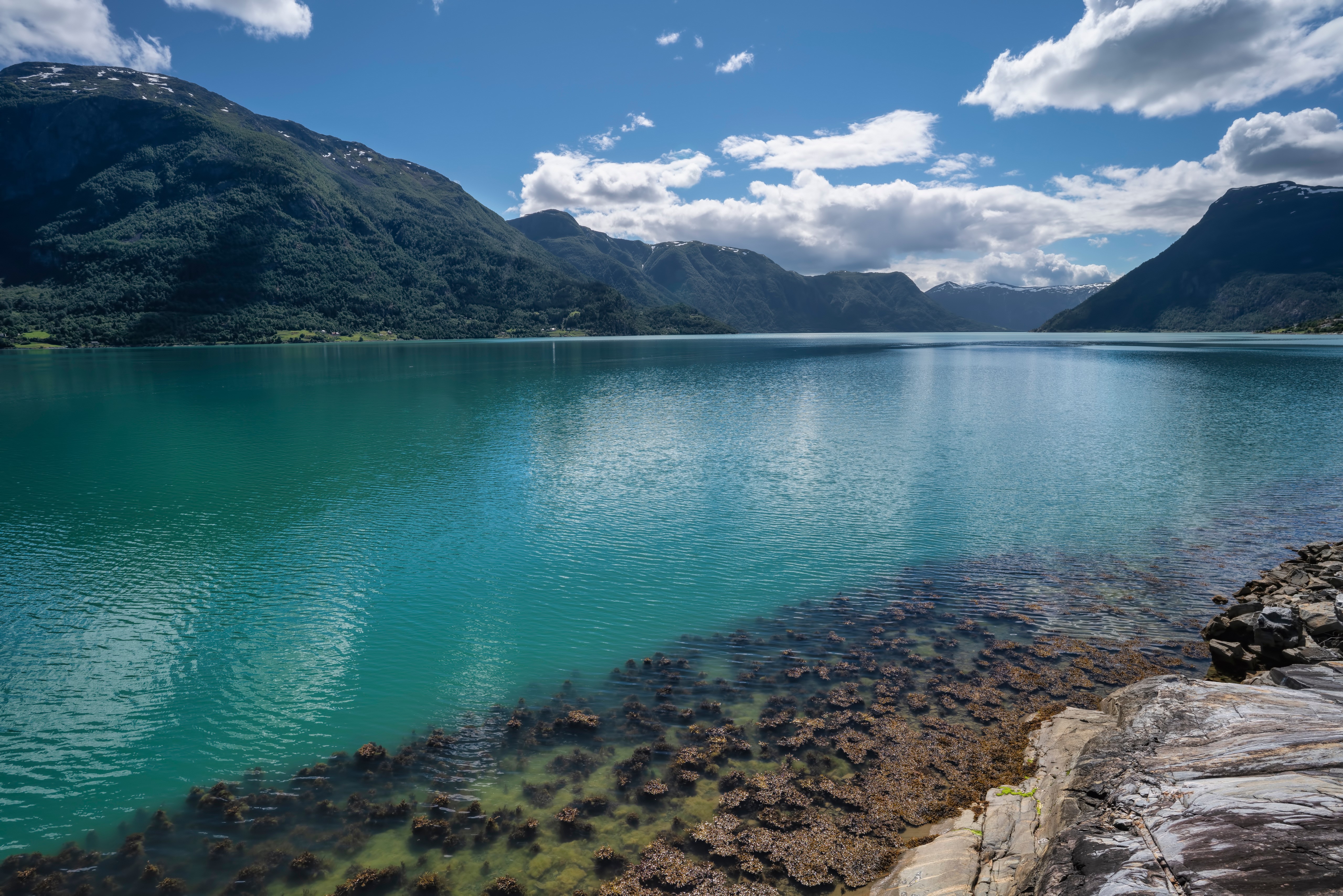 Lustrafjorden, Norway, Mountains, Clouds, Fjord HD Wallpaper