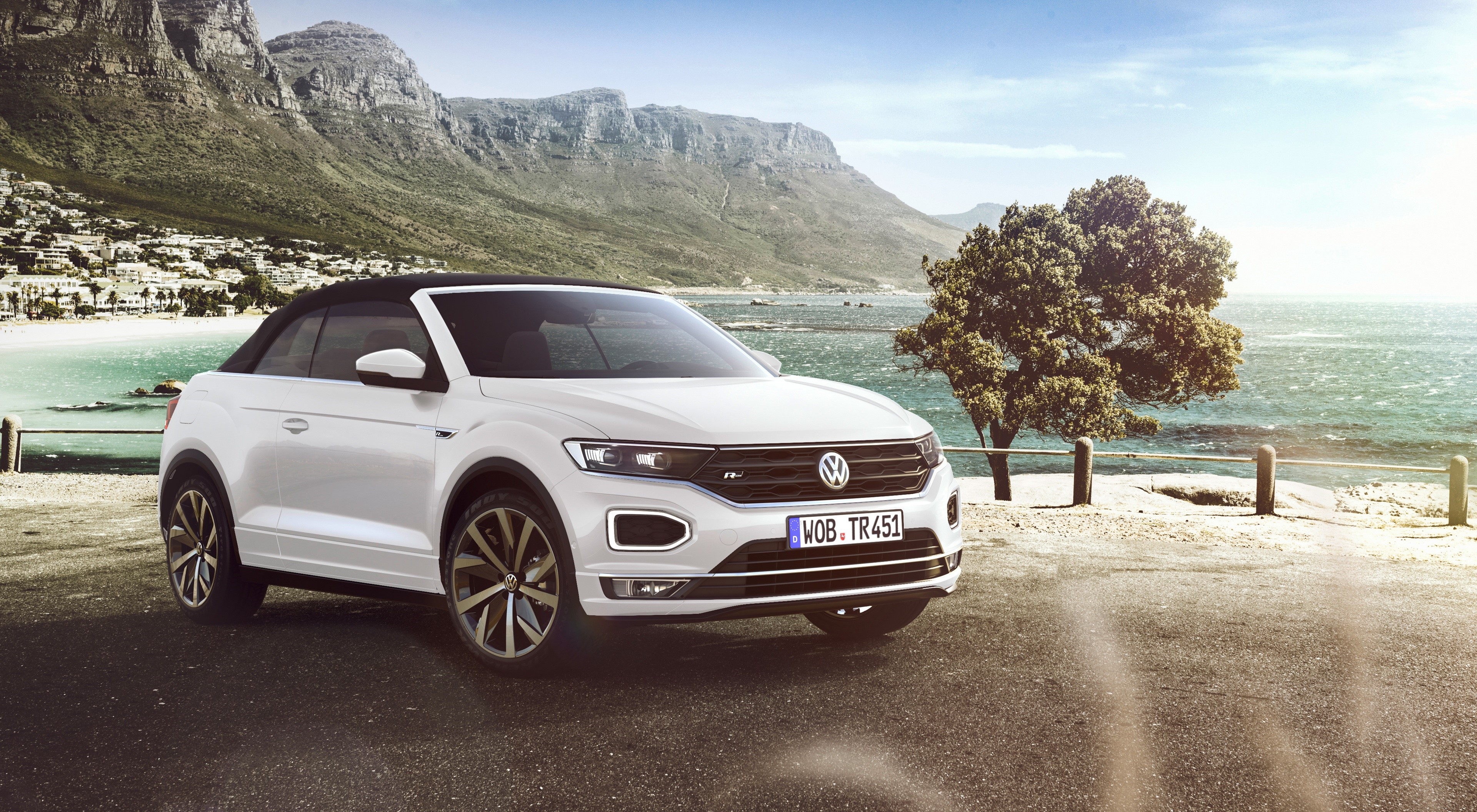 White Volkswagen T-Roc Cabriolet R-Line HD Wallpaper